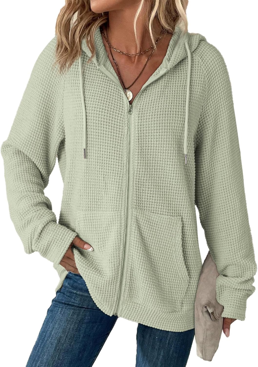 Thumbnail 6 de Dokotoo Women's Waffle Knit Full Zip Hooded Sweatshirt