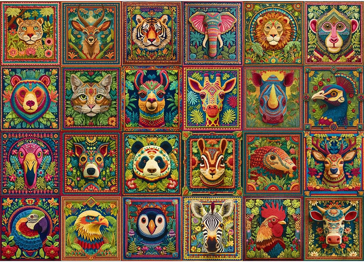 Detalle de HUADADA 1000 Piece Jigsaw Puzzle for Adults – Animal Group Portraits