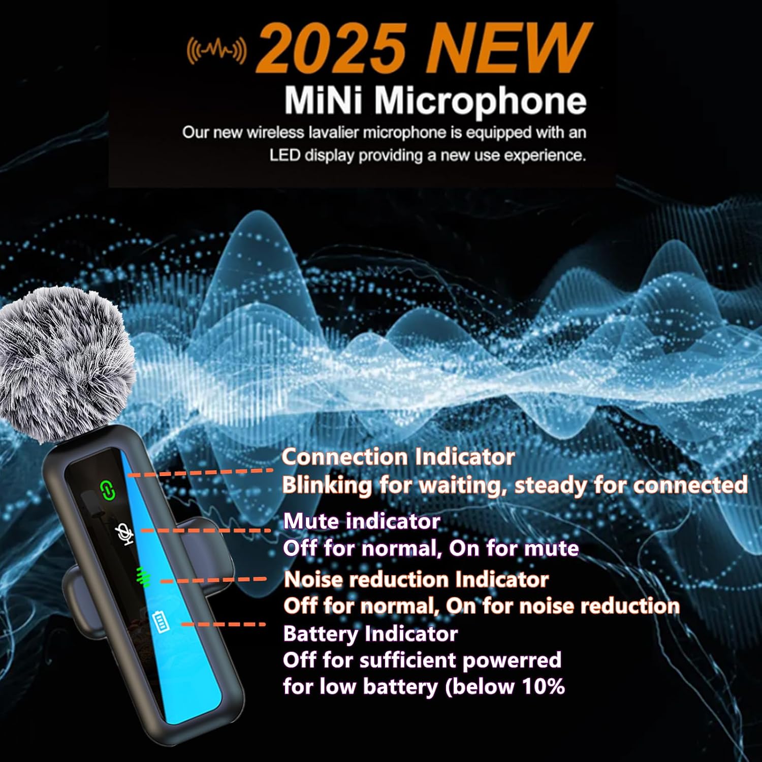 Detalle de ordele H63 Wireless Lavalier Microphone with Dual Mics, USB-C and Lightning