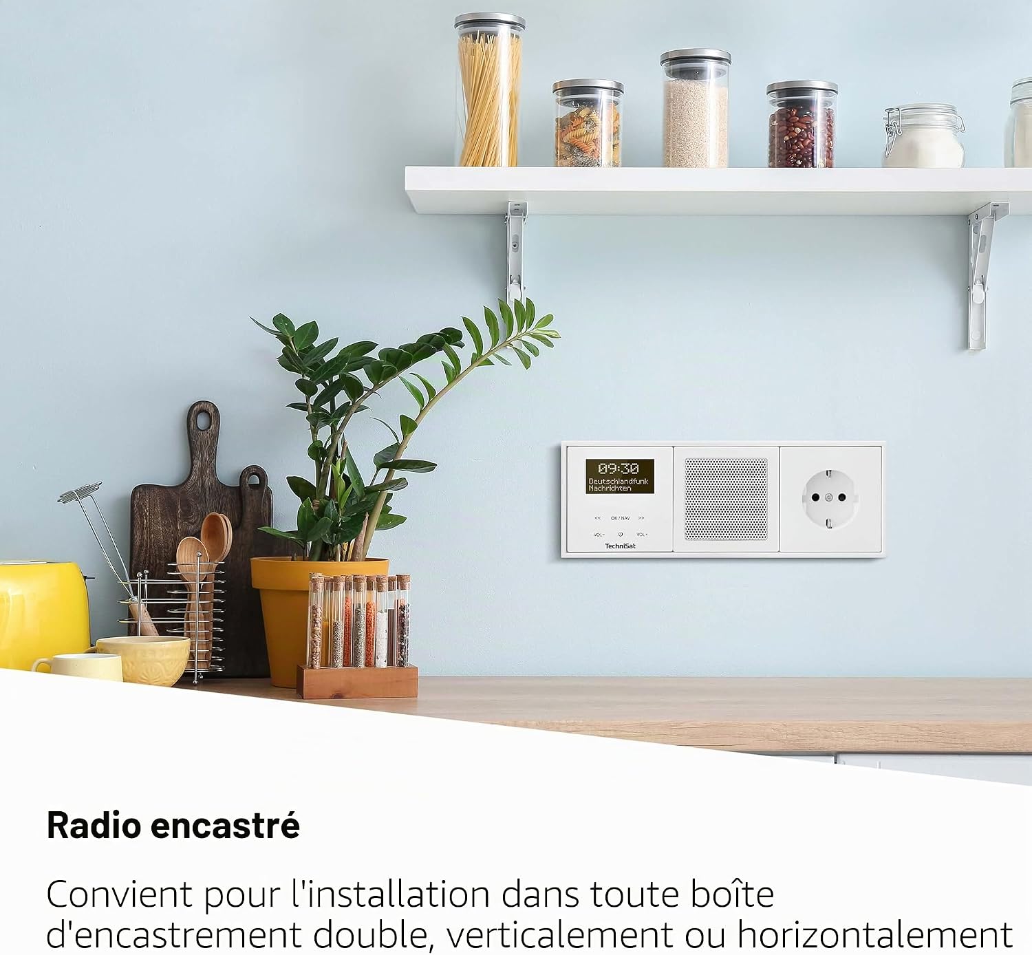 Detalle 2 de TechniSat DIGITRADIO UP 55 – Radio DAB+/FM encastrable, OLED dimmable et Bluetooth, 2 W – montage flexible et design blanc RAL 9016