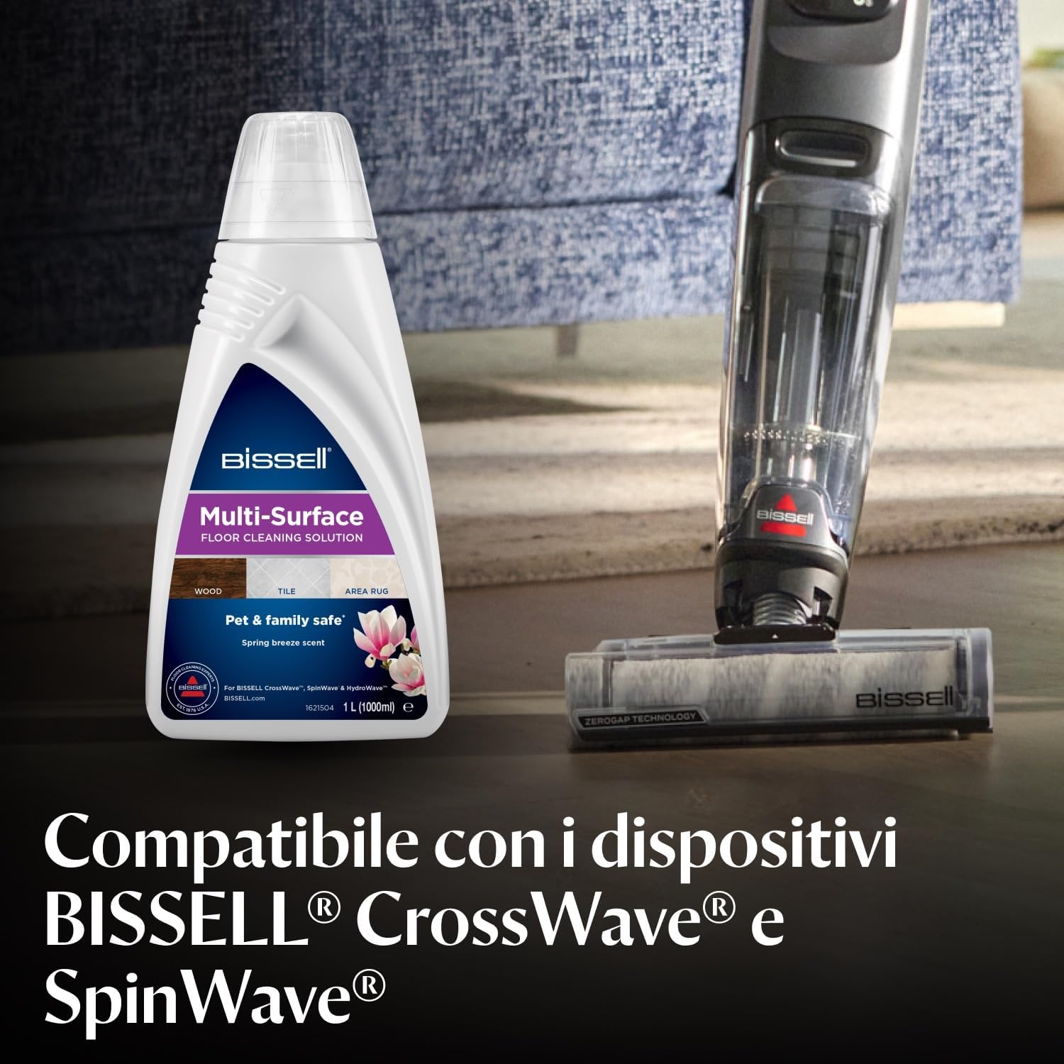 Detalle de BISSELL Multisuperficie: detergente per pavimenti (3 x 1 L) per CrossWave e SpinWave