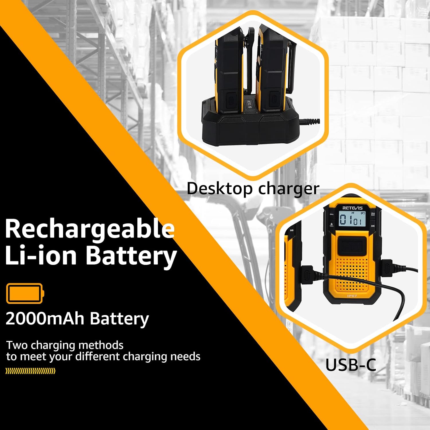 Thumbnail 3 de Retevis RB48 Heavy Duty Walkie Talkies 2000 mAh