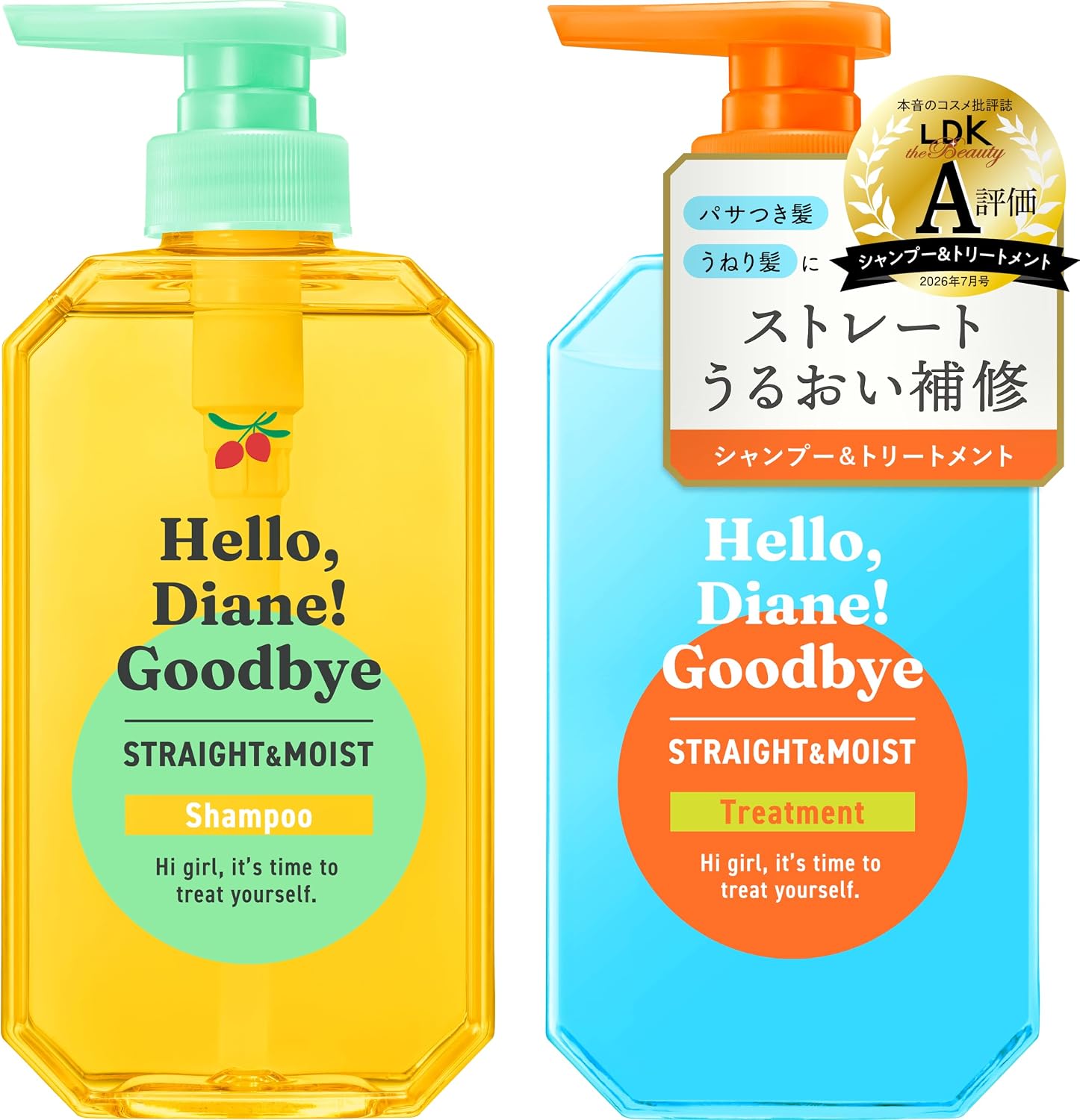 Detalle de Diane(ダイアン)ストレート&モイスト シャンプー&トリートメント うねり・広がりケア 本体400ml×2