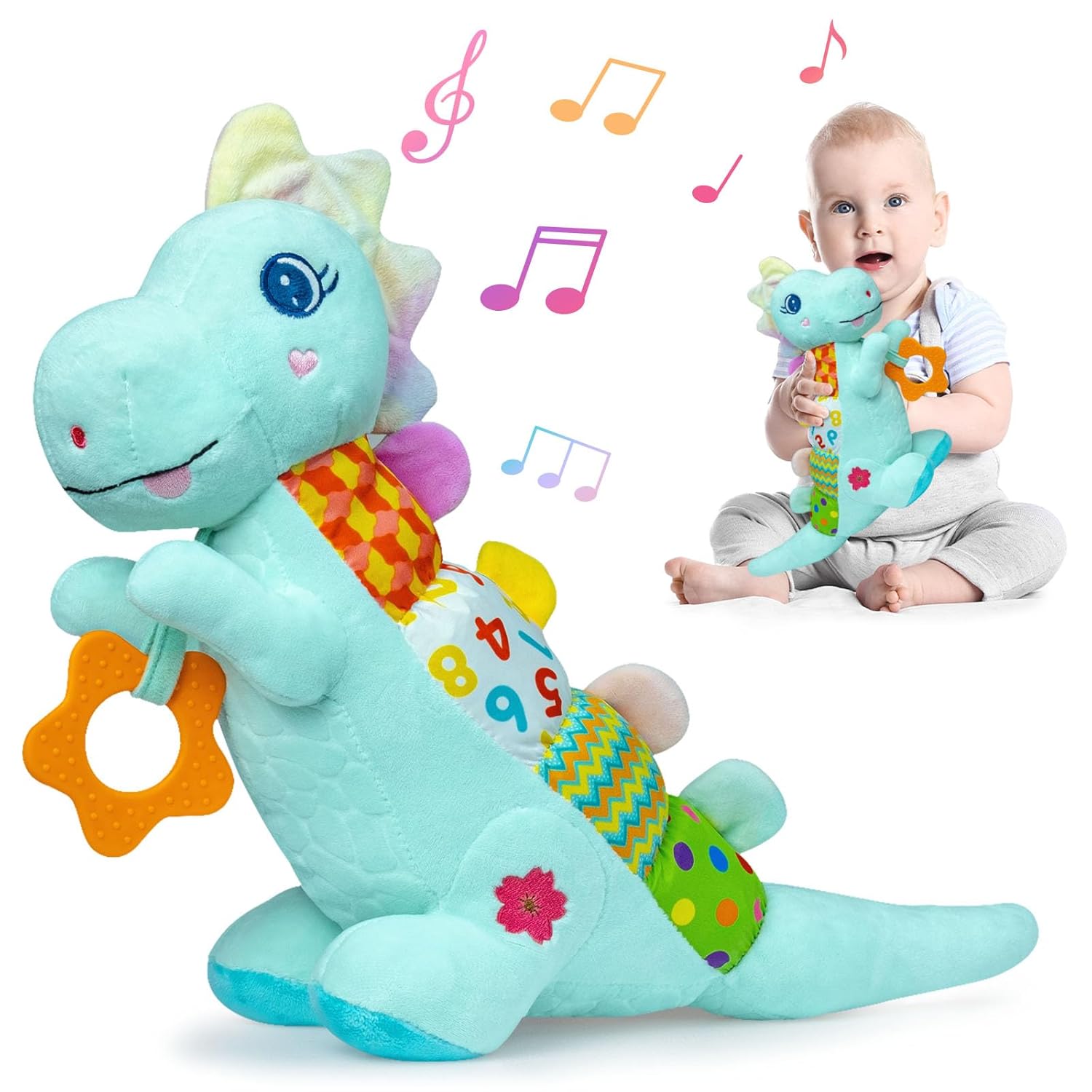 Detalle de Baby Dino Plush 5-in-1 Musical Dinosaur Toy for 0-12 Months