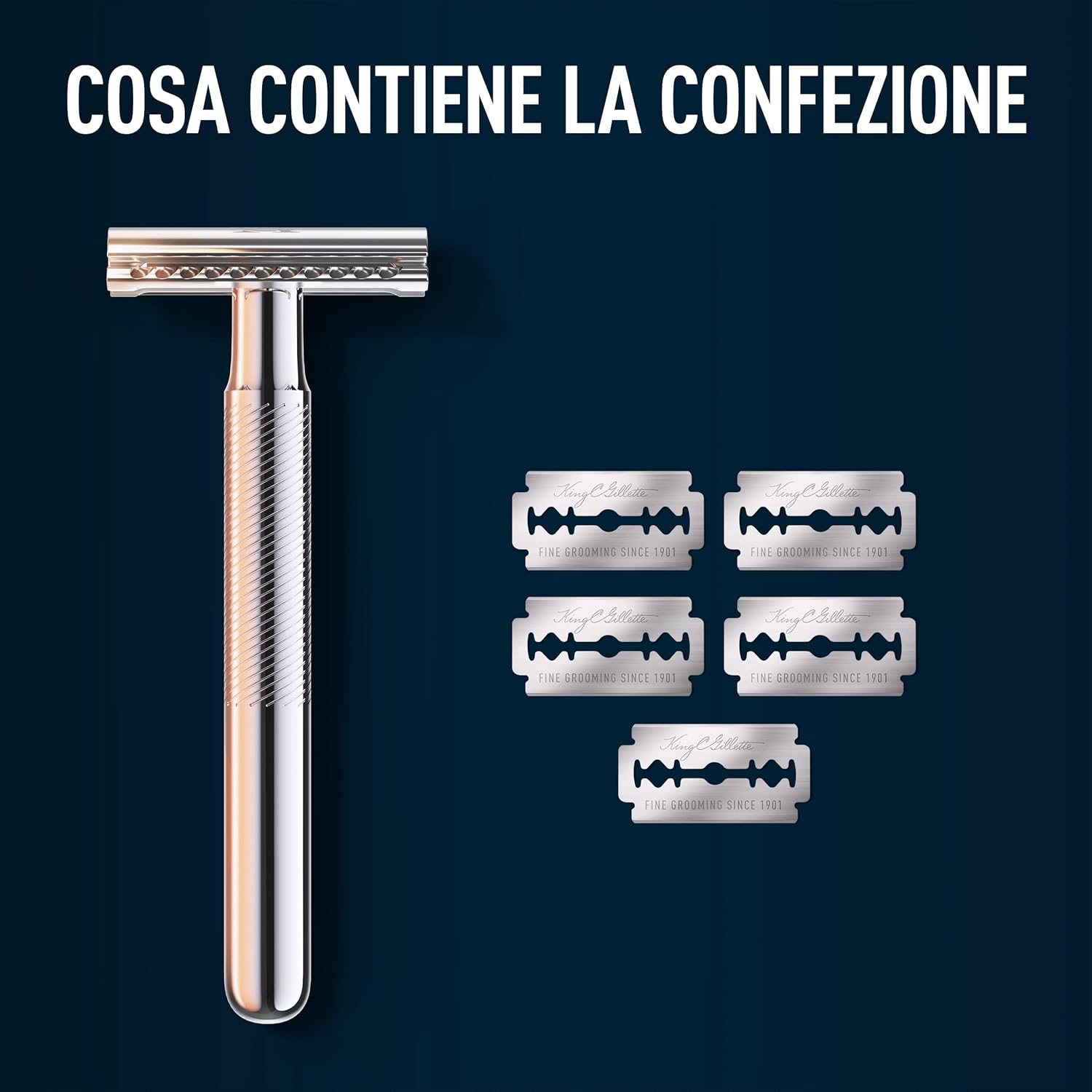 Thumbnail 5 de Rasoio di sicurezza King C. Gillette con 1 manico e 5 lamette in acciaio inox