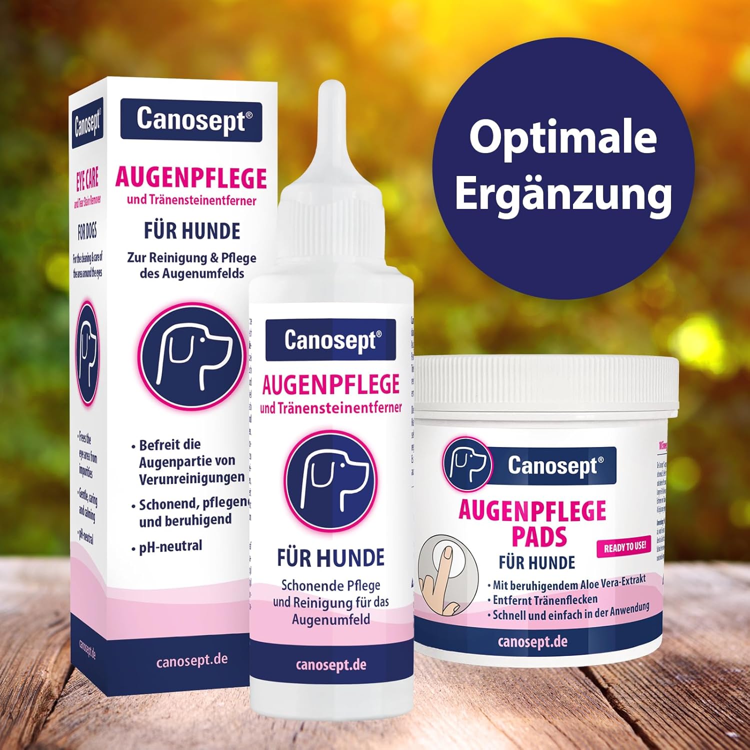 Detalle de Canosept Augenpflege-Pads für Hunde – 100 Stück, Augenreiniger mit Aloe Vera