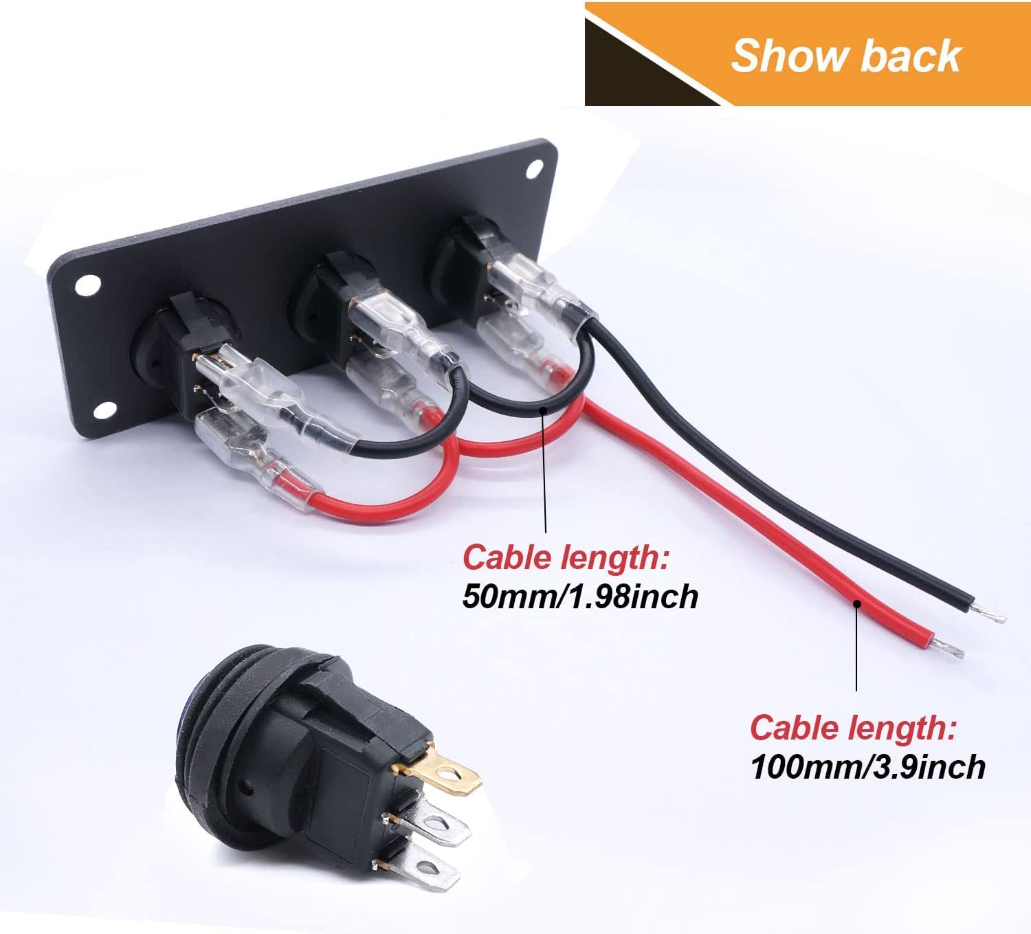 Detalle de Taiss 3-Gang 12V Waterproof Toggle Rocker Switch Panel with Blue LED (KCD1-8-101NW-BU-BX)