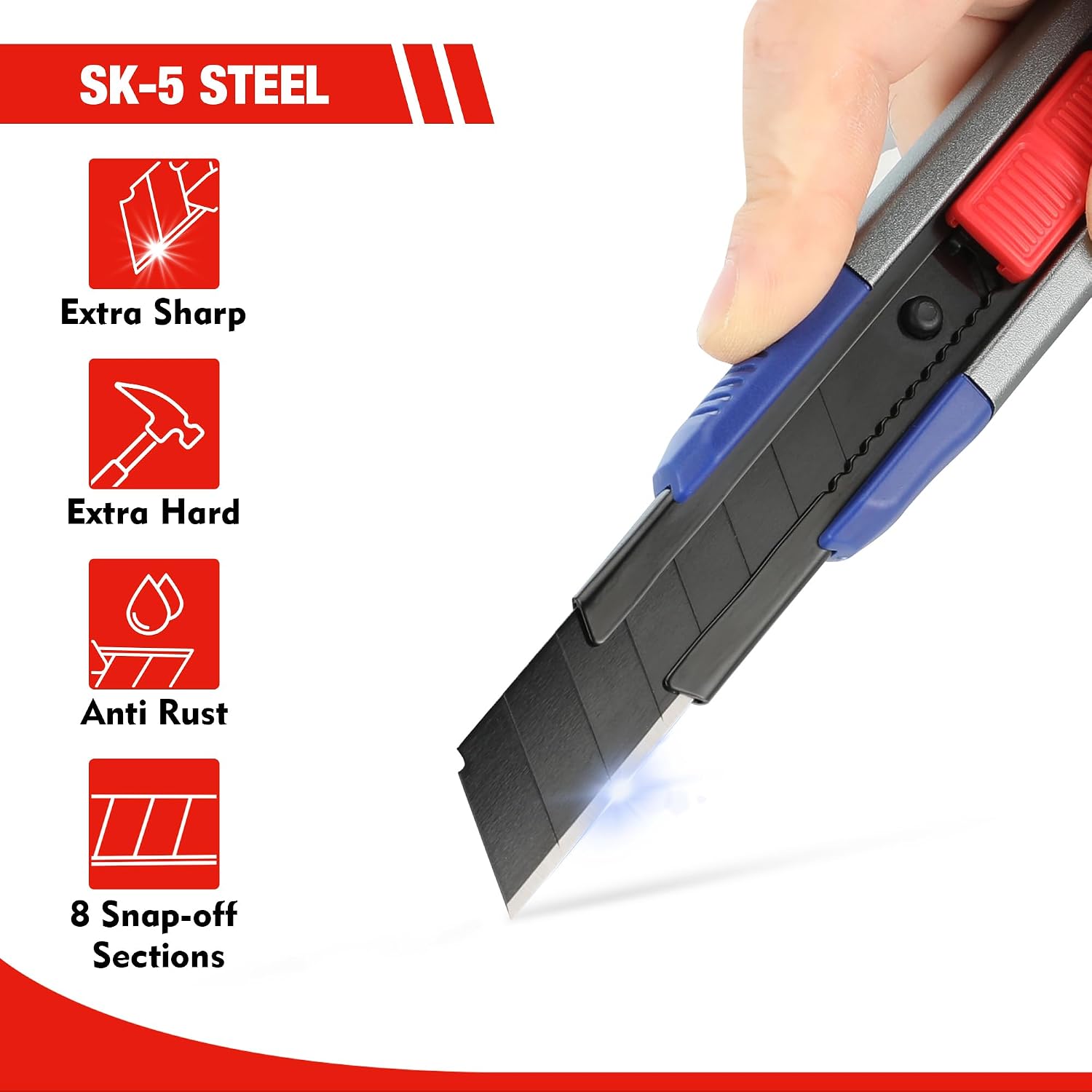 Detalle de WORKPRO 18mm Retractable Utility Knife with SK5 Snap-Off Blades