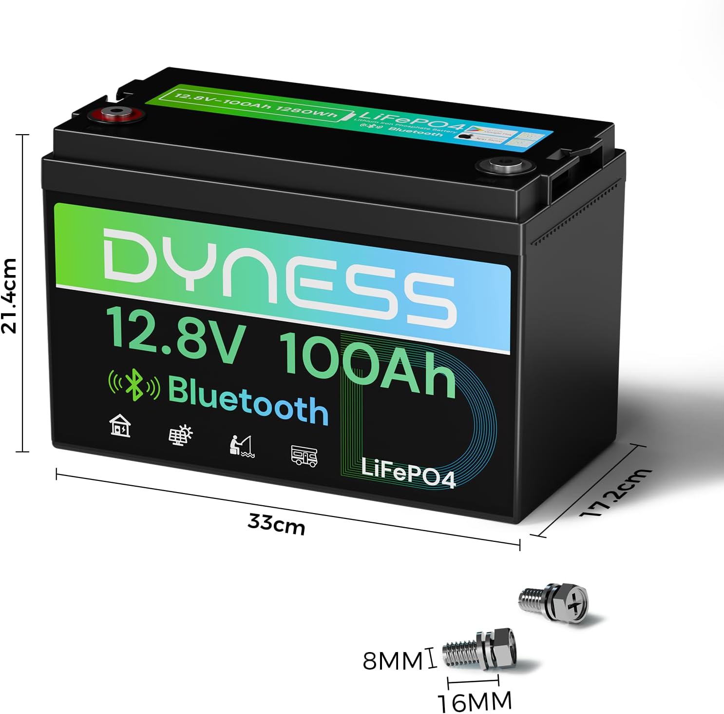 Detalle 2 de Dyness LiFePO4 12V 100Ah Batterie mit Bluetooth