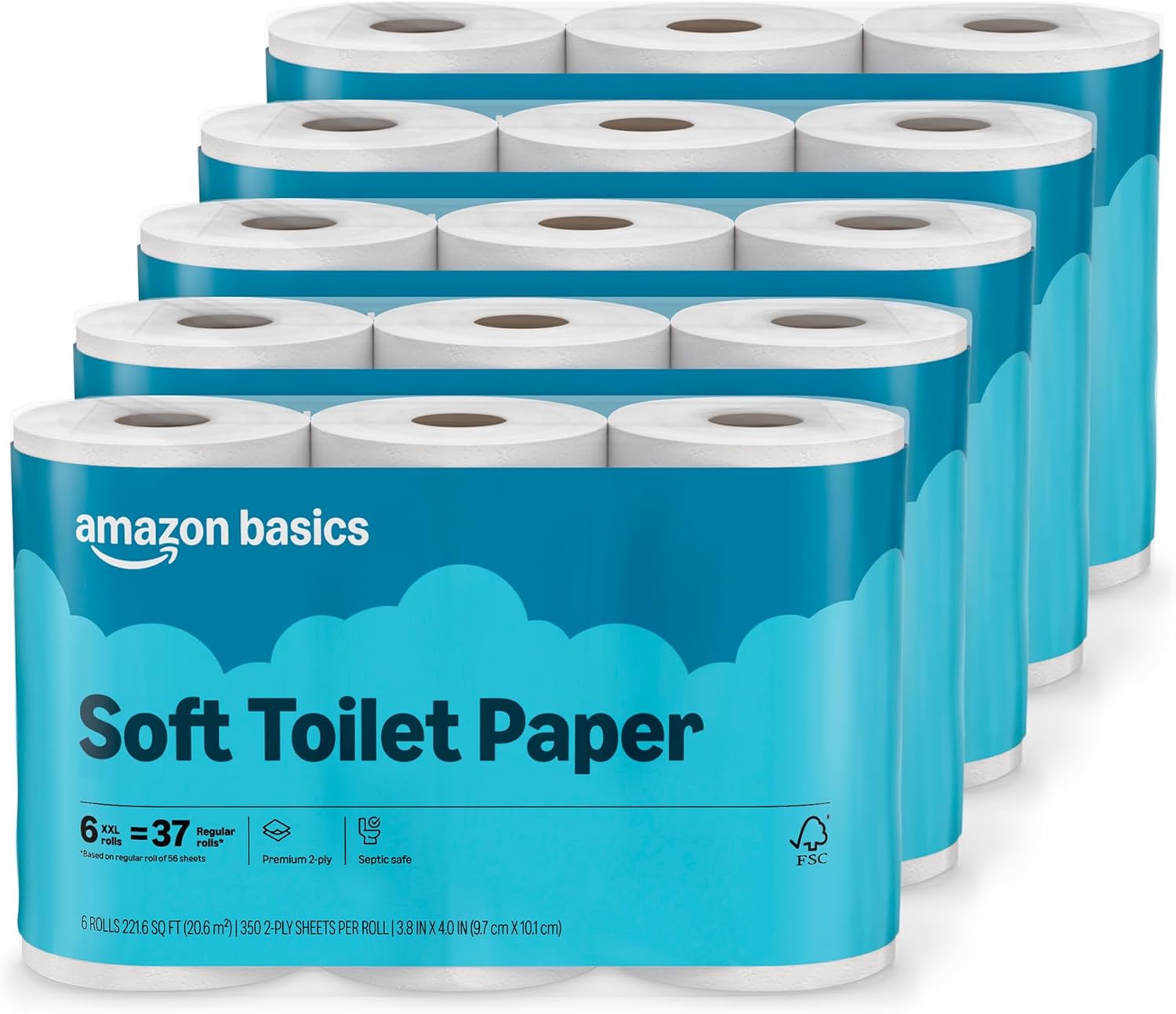 Amazon Basics 2-Ply Toilet Paper, 30 Rolls