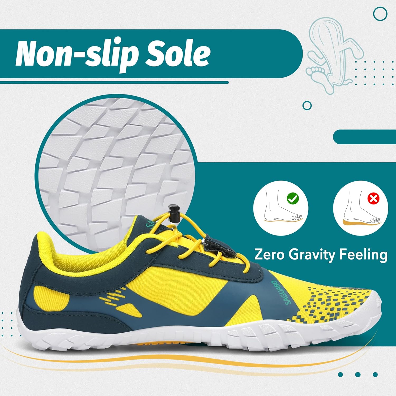 Thumbnail 4 de SAGUARO Barfußschuhe Unisex – Outdoor Zehenschuhe mit breiter Zehenbox, Zero-Drop und Schnellschnürsystem (Gr. 36–48)