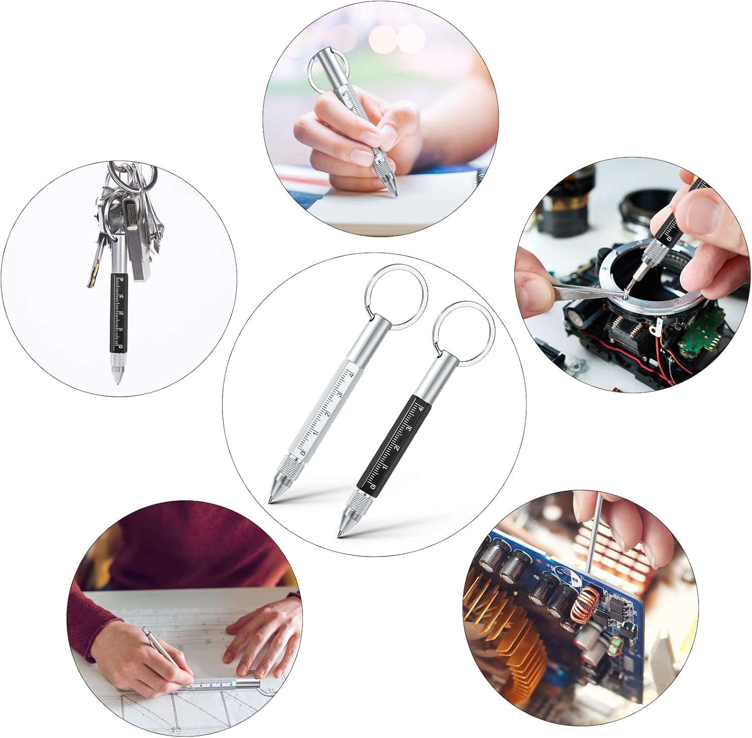 Thumbnail 5 de Vicloon Penna multiuso 6 in 1 (nero + argento): penna, stilo touchscreen e attrezzi in un solo gadget