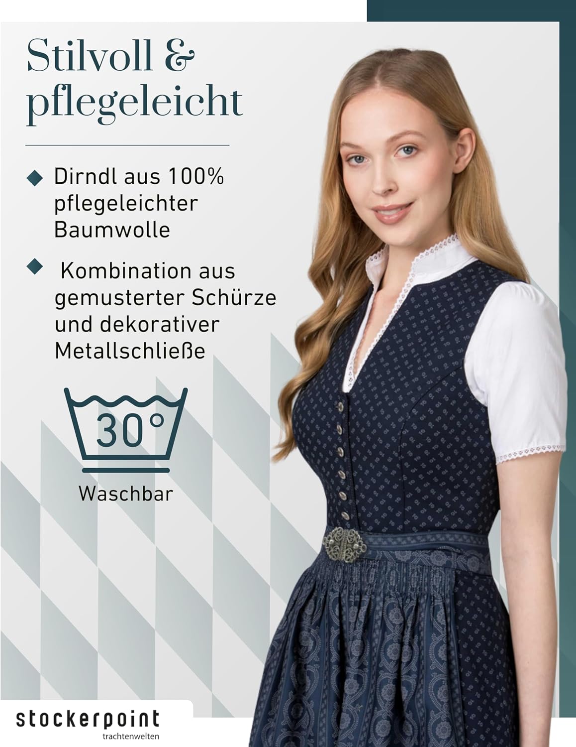 Detalle 2 de Stockerpoint Dirndl Ellie mit Schürze, Baumwolle