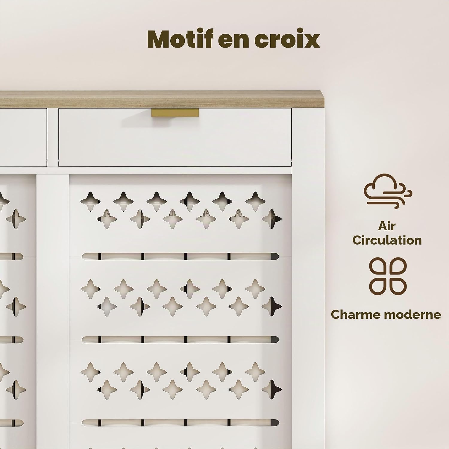 Detalle de HOMCOM 820-485V01WT radiatorombouw 108 x 19 x 95,5 cm met opklapdeur