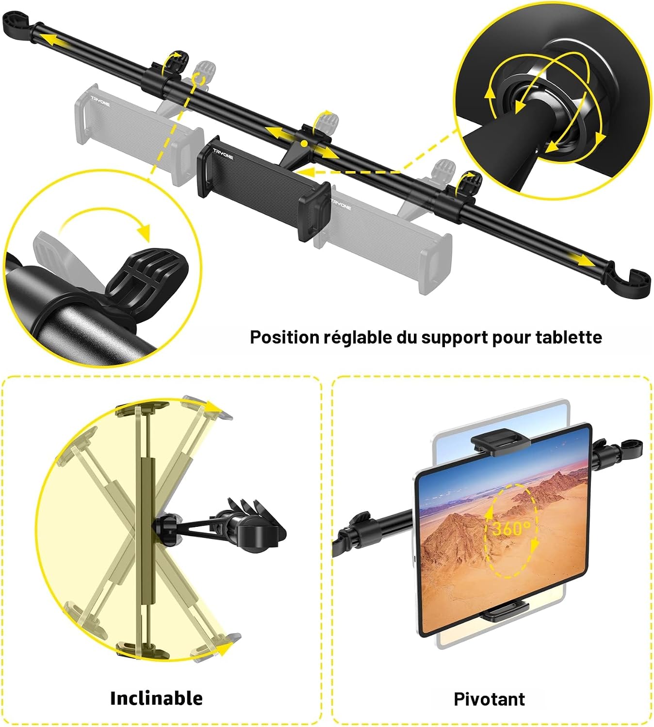 Thumbnail 5 de TRYONE Support tablette voiture 4,7–12,9"