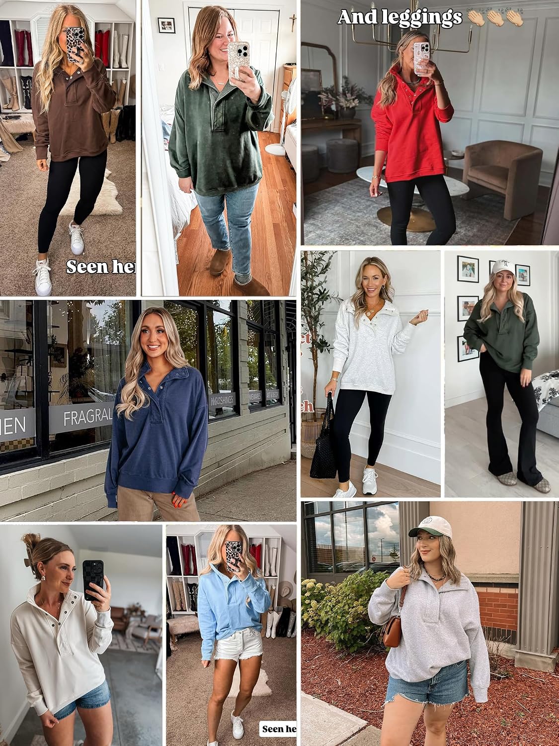 Thumbnail 4 de ANRABESS Women's Long Sleeve Henley Oversized Sweatshirt