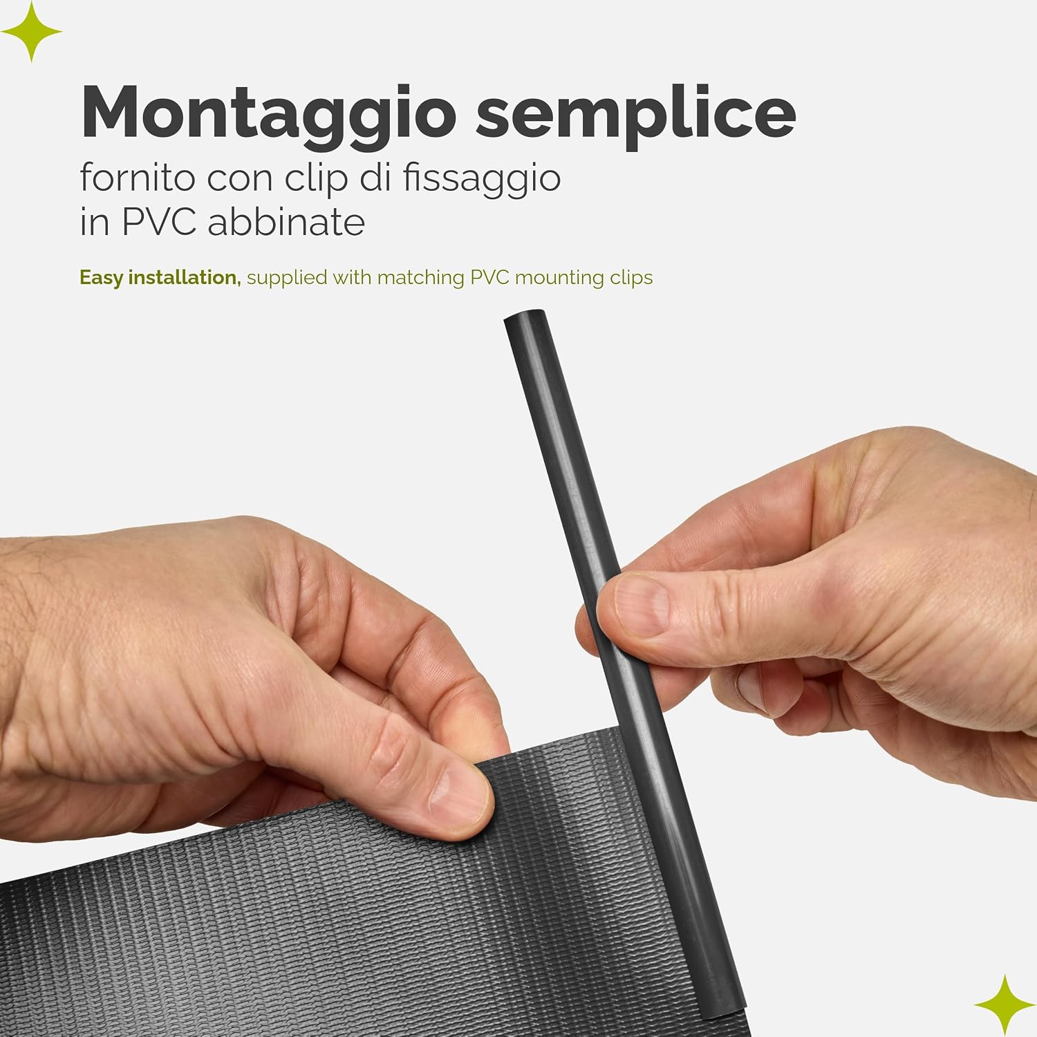 Thumbnail 3 de Garronda Strisce frangivista in PVC 19 x 35 cm con Clip di Fissaggio — Finitura Antracite (RAL7016) per Recinzione e Balcone