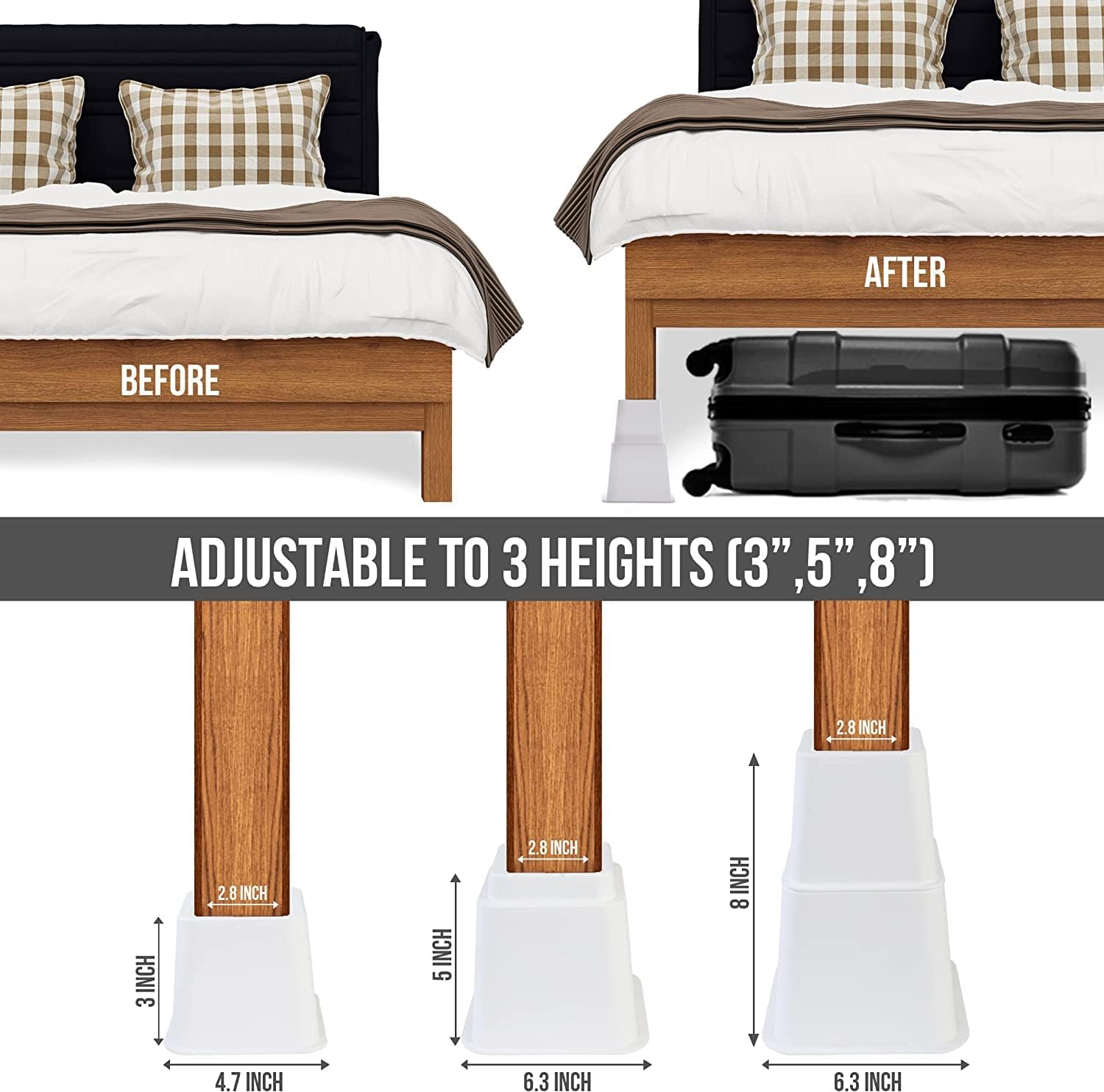 Thumbnail 2 de Utopia Bedding Elevadores Ajustables 3 alturas