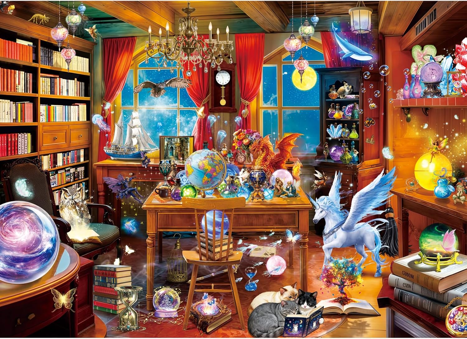 Detalle de HUADADA 1000-Piece Jigsaw Puzzle for Adults: Magical Wizard Study