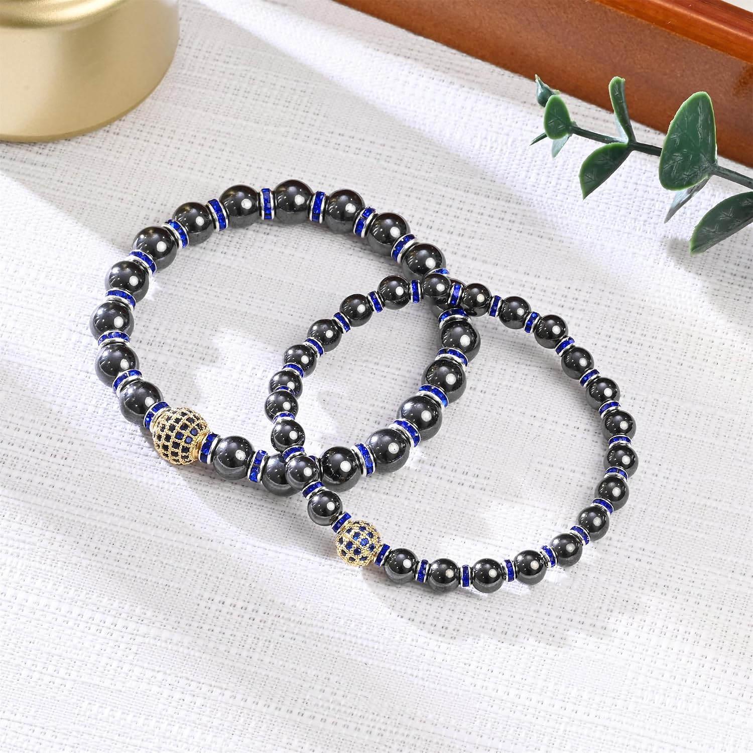Thumbnail 1 de Apocalyptic-K Magnetic Hematite Bracelet with Zirconia Beads (6/8/10mm) – A Subtle, Elegant Accessory