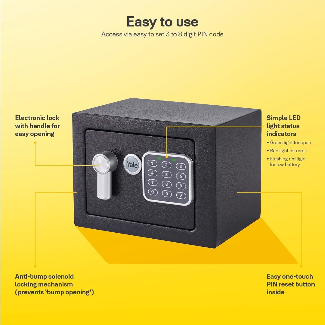 Thumbnail 1 de Yale Electronic Safe Mini Black (YSV/170/DB2) – Standard Security