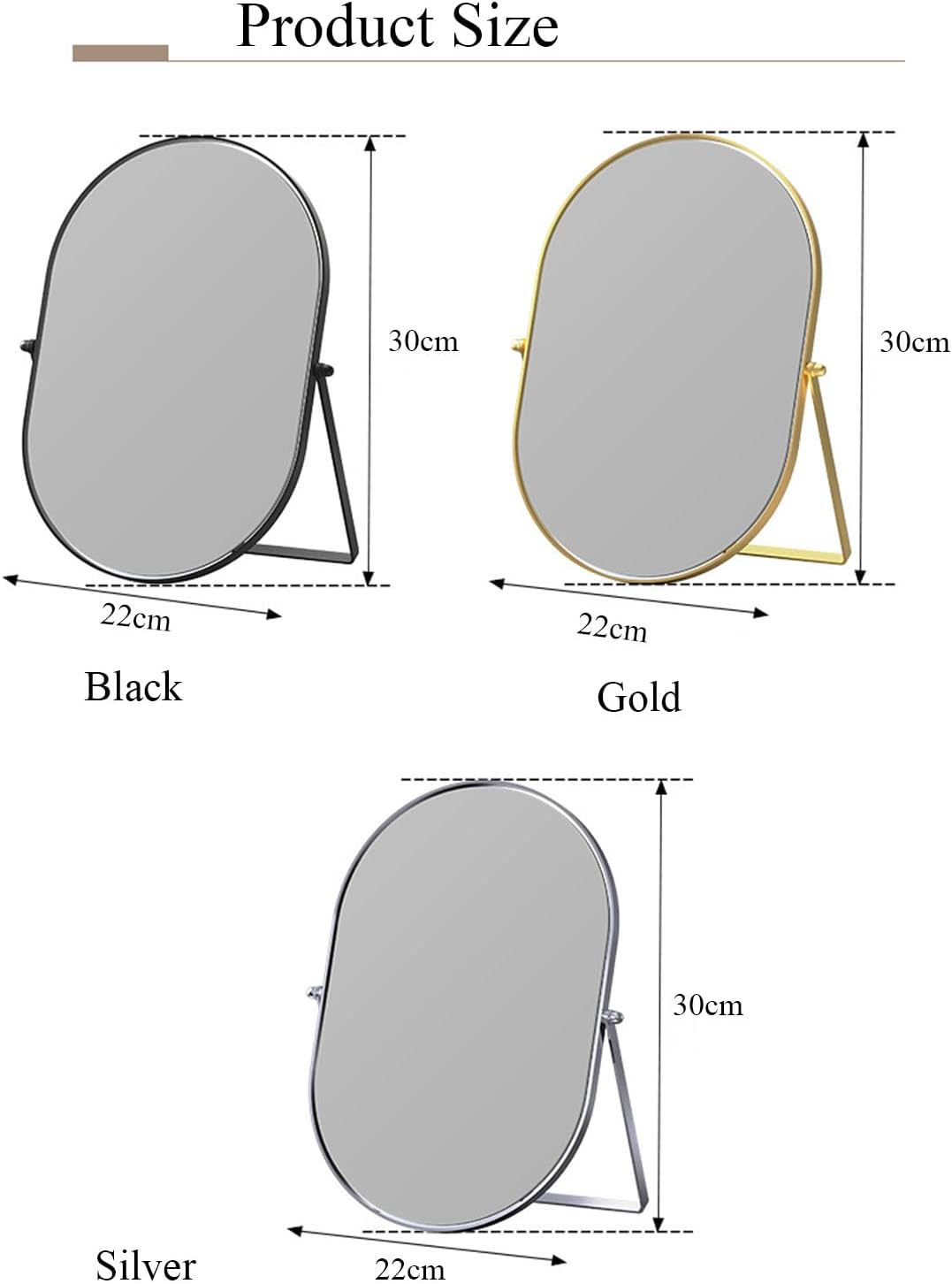 Thumbnail 1 de Hosoncovy Free Standing Desktop Mirror with Stand (Gold) – 22cm x 30cm dressing table cosmetic mirror