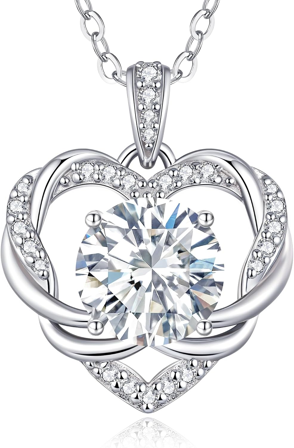 Detalle de Louisa Secret Collana Donna Infinity Cuore in Argento Sterling 925 con Moissanite Premium – Regalo perfetto