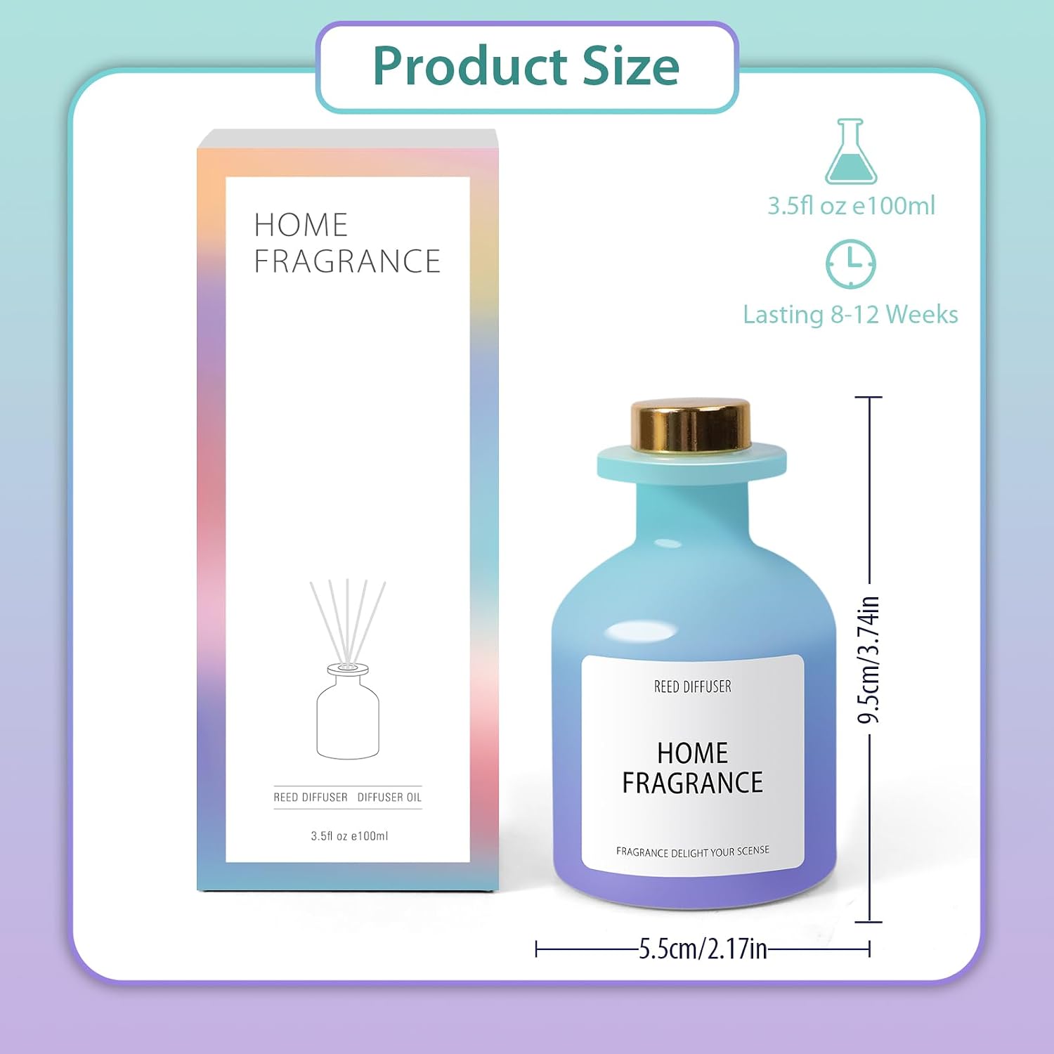 Detalle 2 de Scent-Hi Duftstäbchen Raumduft 100 ml Diffuser mit ätherischen Ölen – Ocean Breeze
