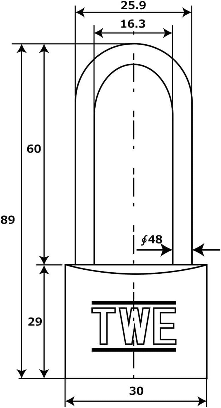 Detalle 2 de AIAI IB-086 吊長南京錠 30MM 真鍮製本体・SUS304ステンレス製ツル ゴールド
