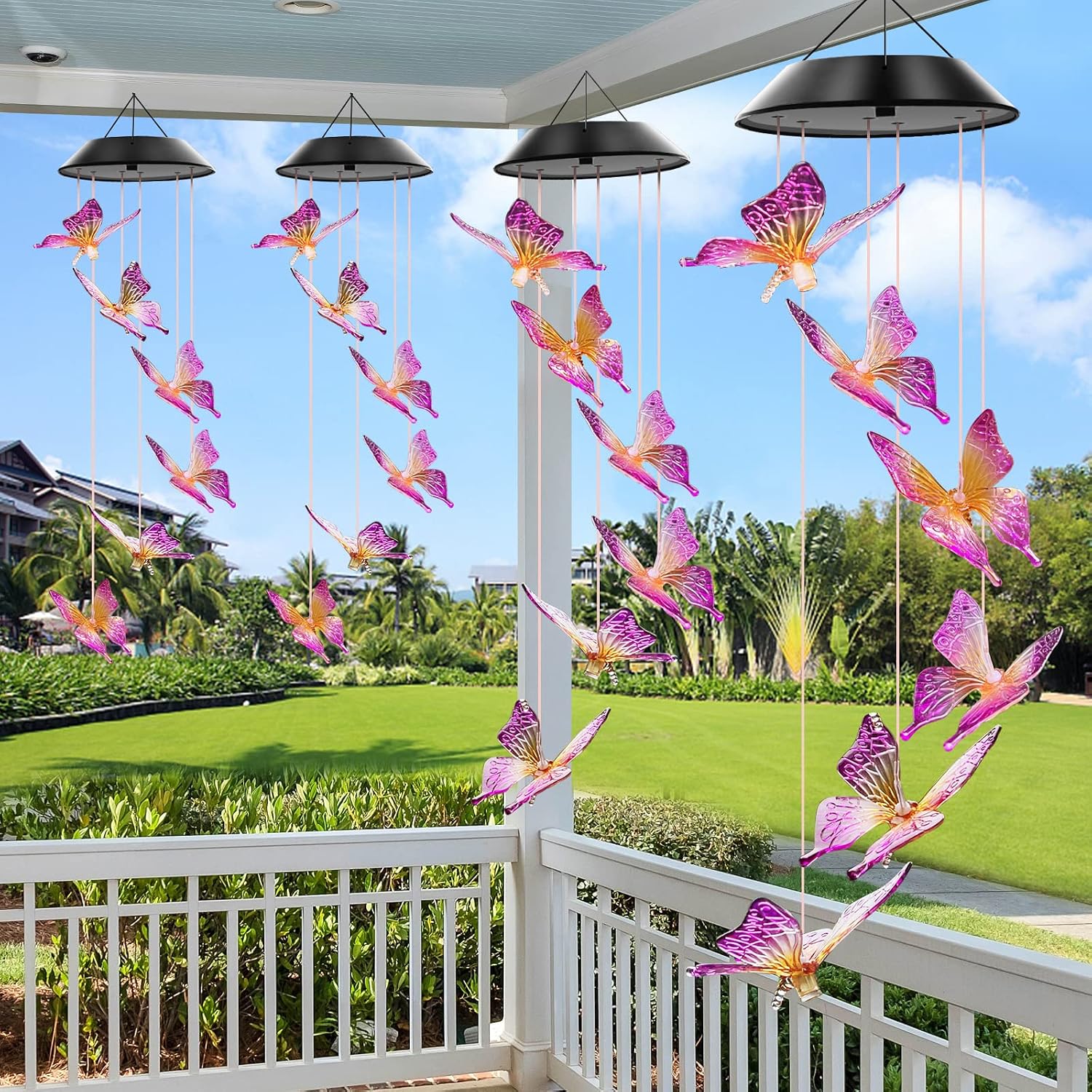 Detalle de WENANA Solar Wind Chime, Purple Butterfly