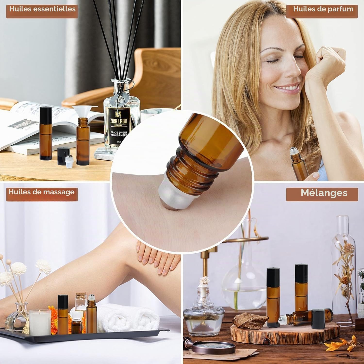 Thumbnail 2 de ComSaf Roll on Glasflaschen: amberkleurige roll-onflesjes van 10 ml, 6 stuks