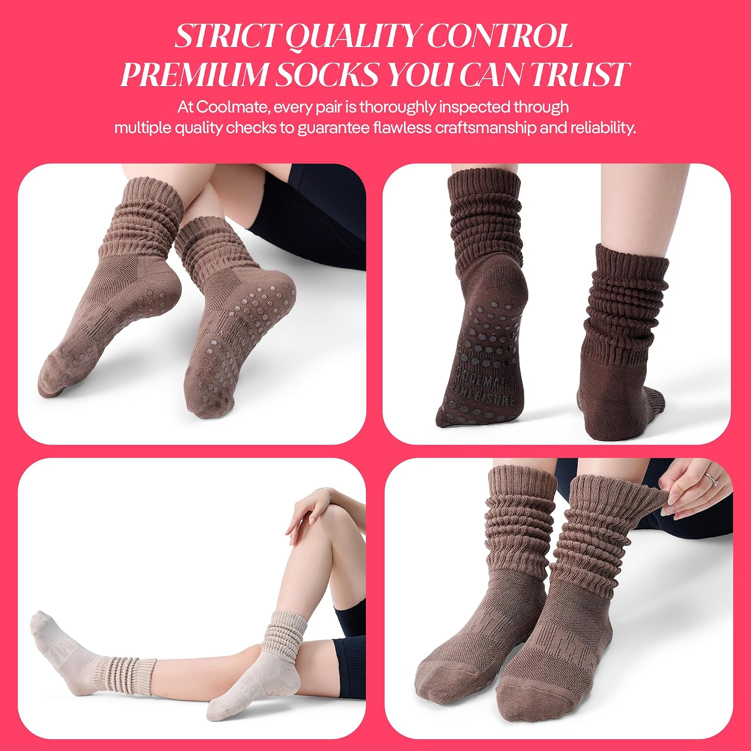 Thumbnail 6 de CoolMate Pilates Socks with Grips Non-Slip Crew