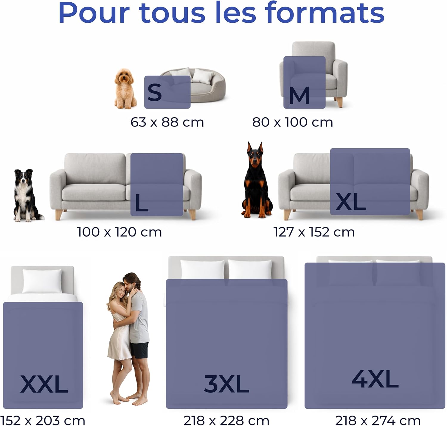 Detalle de Dreamzie Couverture Imperméable 127x152 cm: Plaid polaire réversible et lavable en machine – Bleu Marine