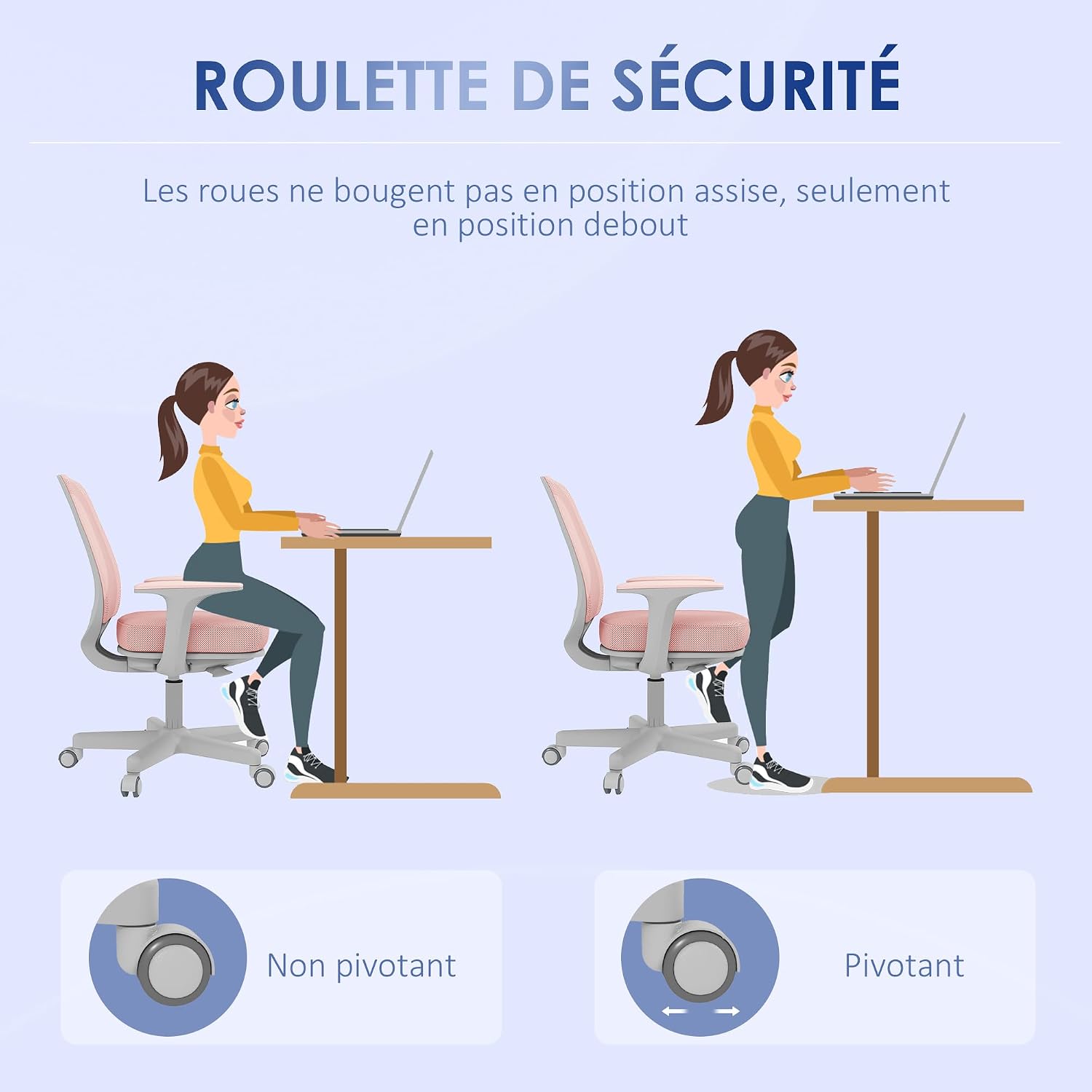 Thumbnail 3 de Vinsetto Fauteuil de Bureau ergonomique Rose