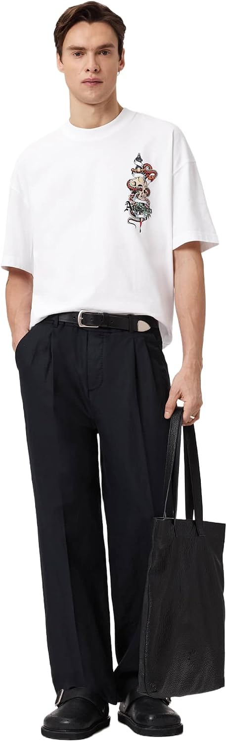 Detalle de Allsaints Blade SS Crew T-Shirt Homme — coupe oversize, manches courtes