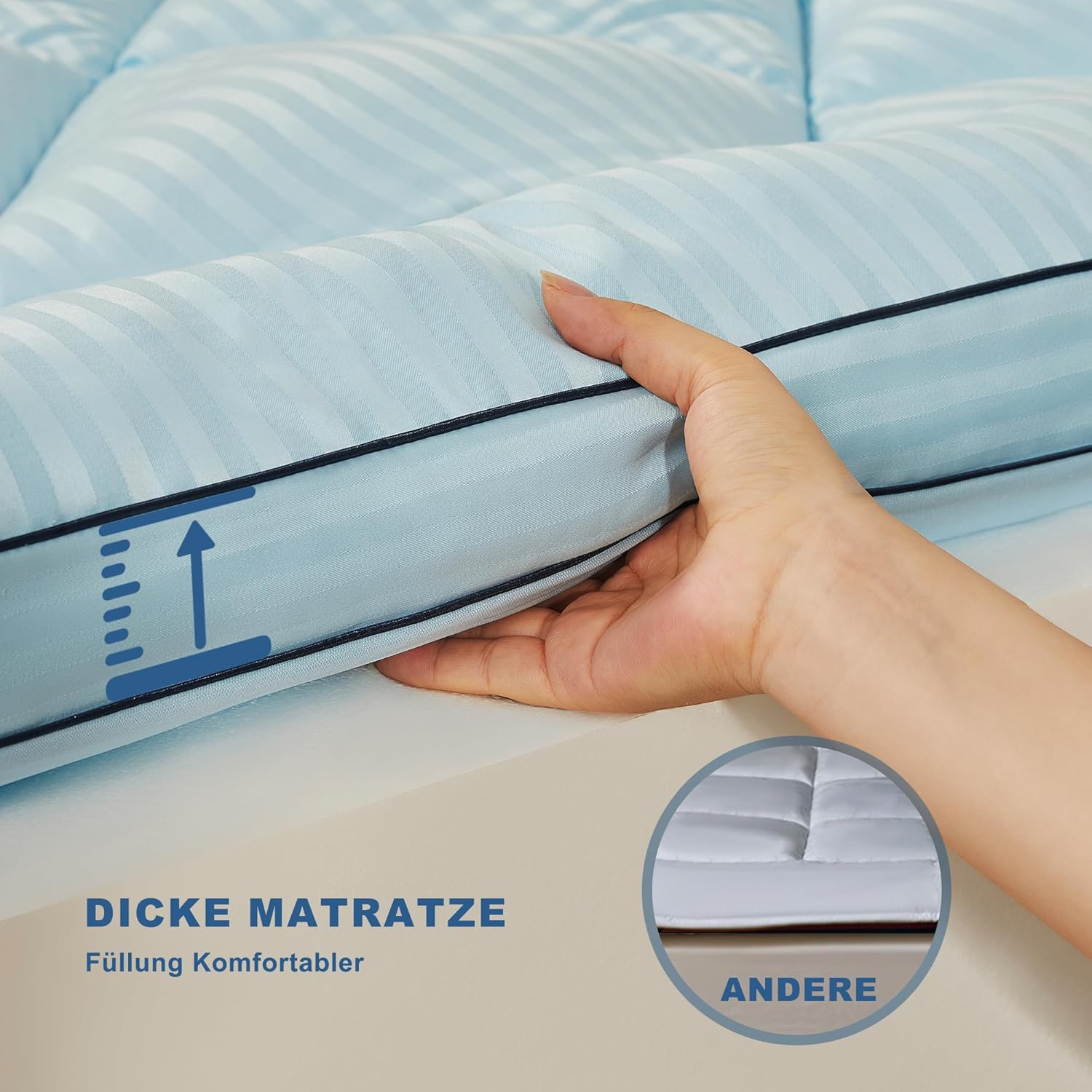 Thumbnail 4 de BEDLORE Matratzentopper 140x200 cm – Rückenschmerz-Linderung mit atmungsaktiver, tiefen Taschenmatratzenauflage