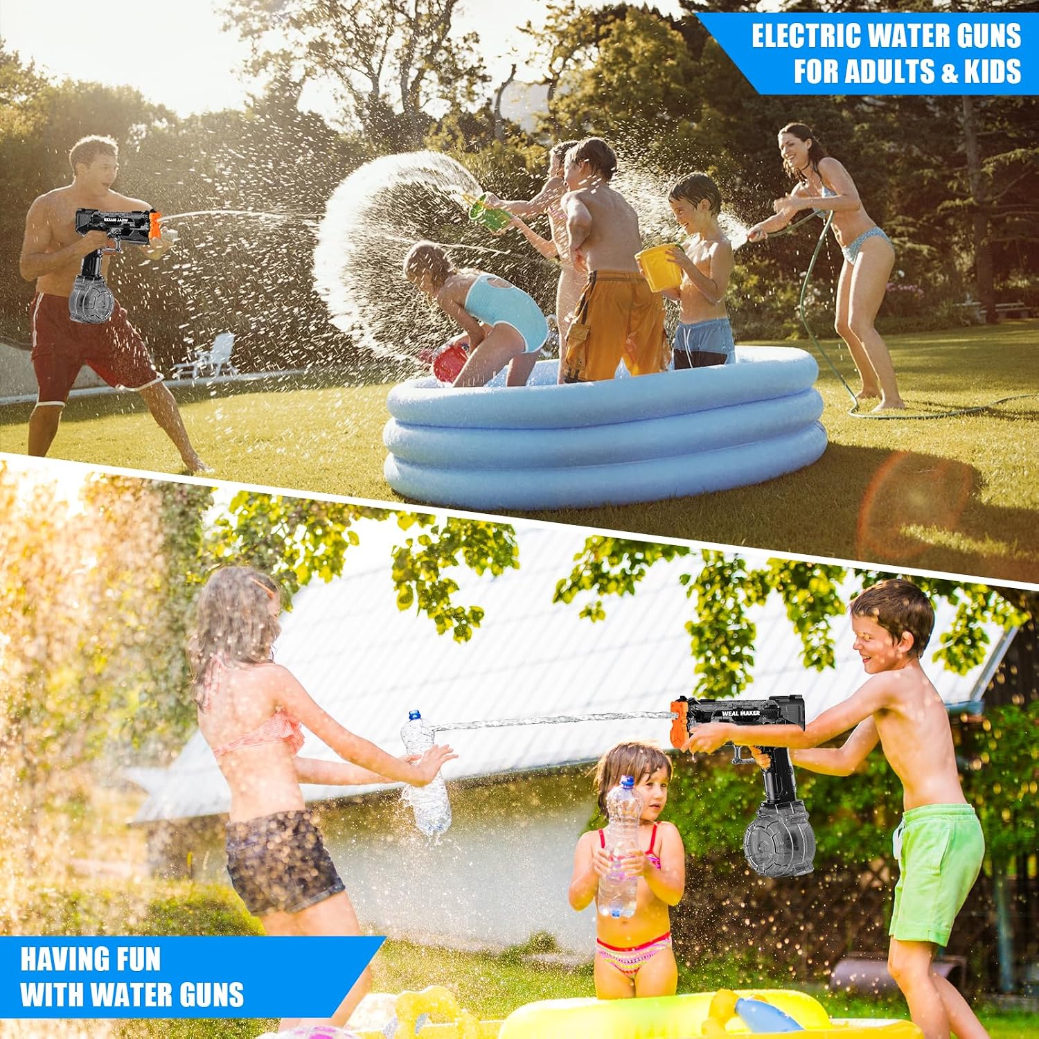 Thumbnail 6 de Electric Water Gun with USB Charging (Black+Red) – Transparent, IP67 Waterproof, 20ft Range