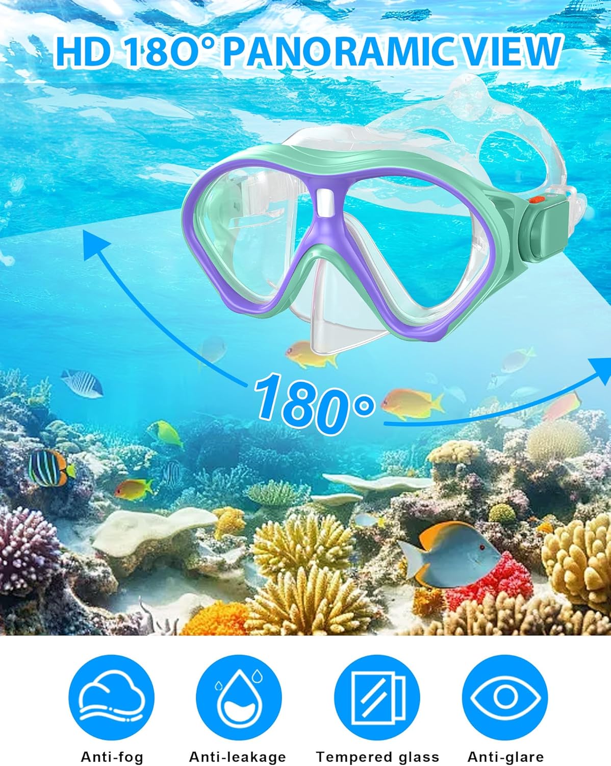 Thumbnail 2 de Gintenco Kids Snorkel Set with Dry Top Mask – 180° Panoramic View for Youth