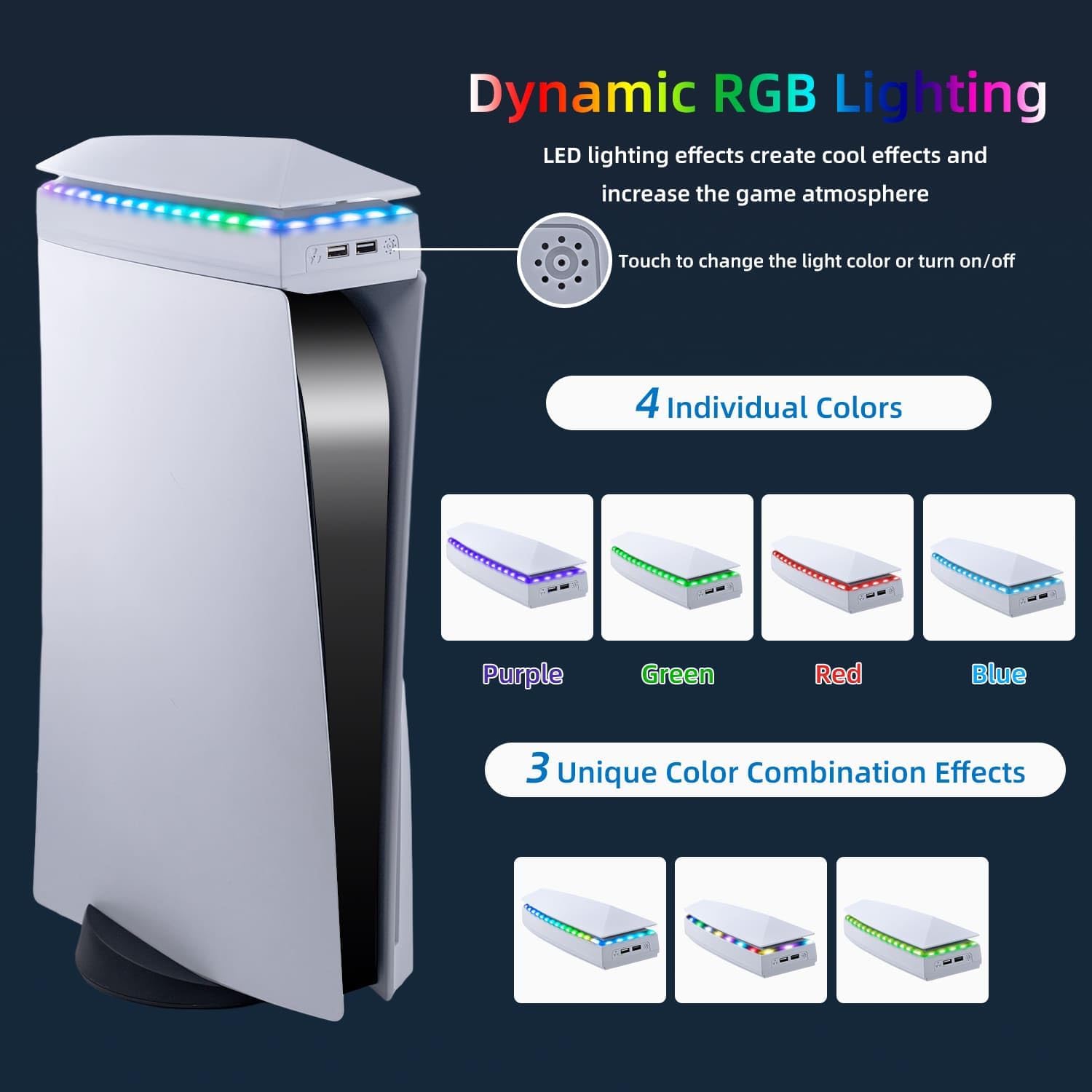 Thumbnail 4 de McBazel Station de refroidissement pour PS5 (Disque & Digital), 3 vitesses RGB et ports USB 2.0