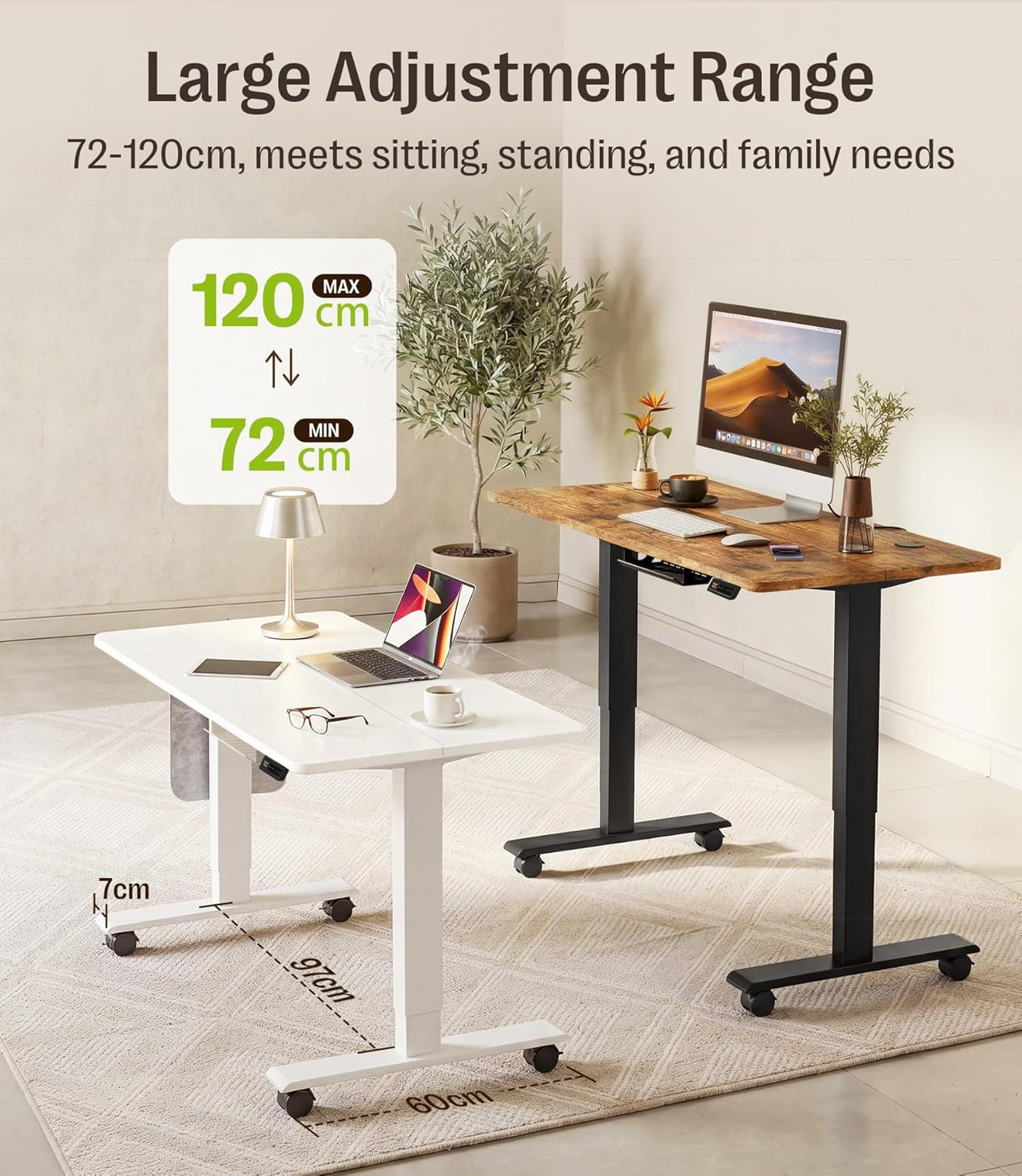 Detalle de MAIDeSITe Electric Height Adjustable Standing Desk, 120 x 60 cm – UK Review