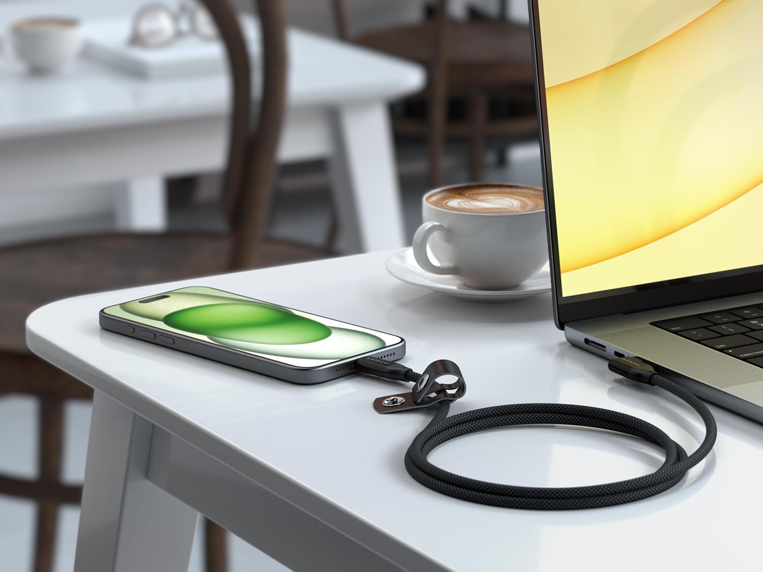 Thumbnail 2 de Satechi 90° Right Angle USB‑C to USB‑C Cable (240W PD, 20Gbps, 4K@60Hz) – 1m Braided, Black