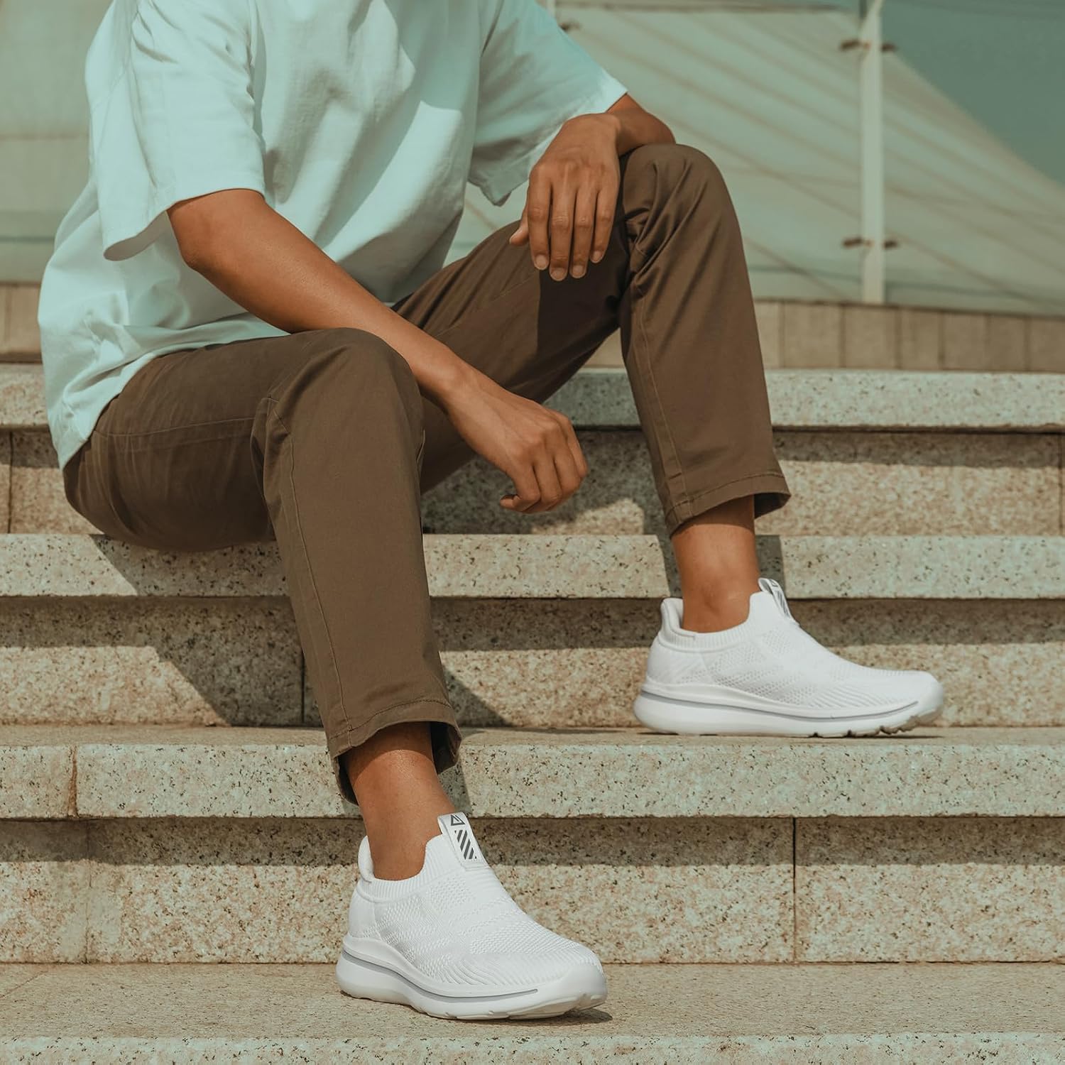 Detalle 2 de ODCKOI Herren Sneaker ohne Schnürsenkel (Slip-on) – atmungsaktive Mesh-Schuhschuhe für Alltag & Sport