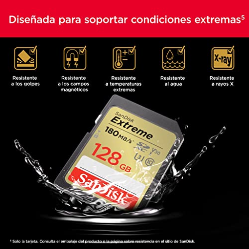 Detalle 1 de SanDisk Extreme 128GB SDHC 180 MB/s