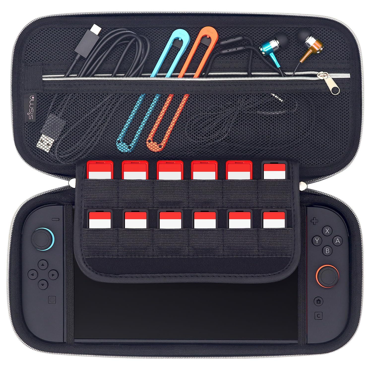 Thumbnail 3 de sisma Slim Carrying Case for Nintendo Switch 2 (Hard Shell) with 12 Game Card Holders, Black