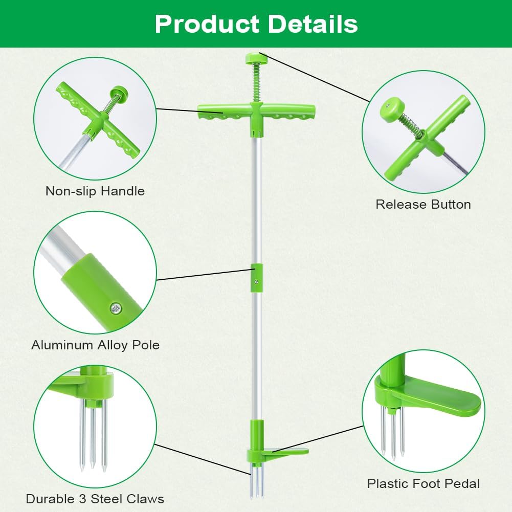 Detalle de OFFCUP 1 m Manual Weeder with 3 Claws and T-Handle