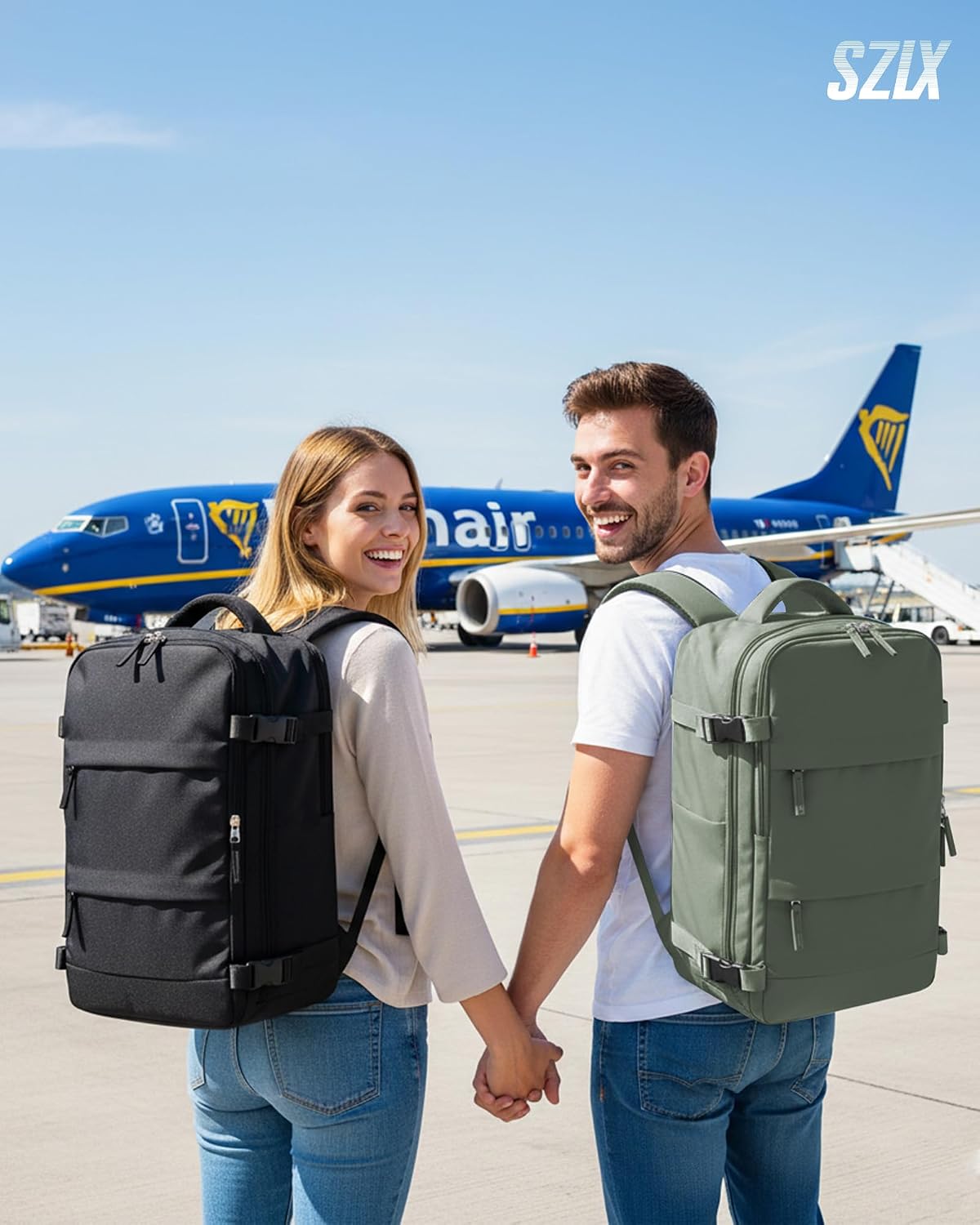 Detalle de SZLX Sac à dos de voyage cabine 40x30x20 pour Ryanair / Wizz Air / EasyJet avec compartiment ordinateur