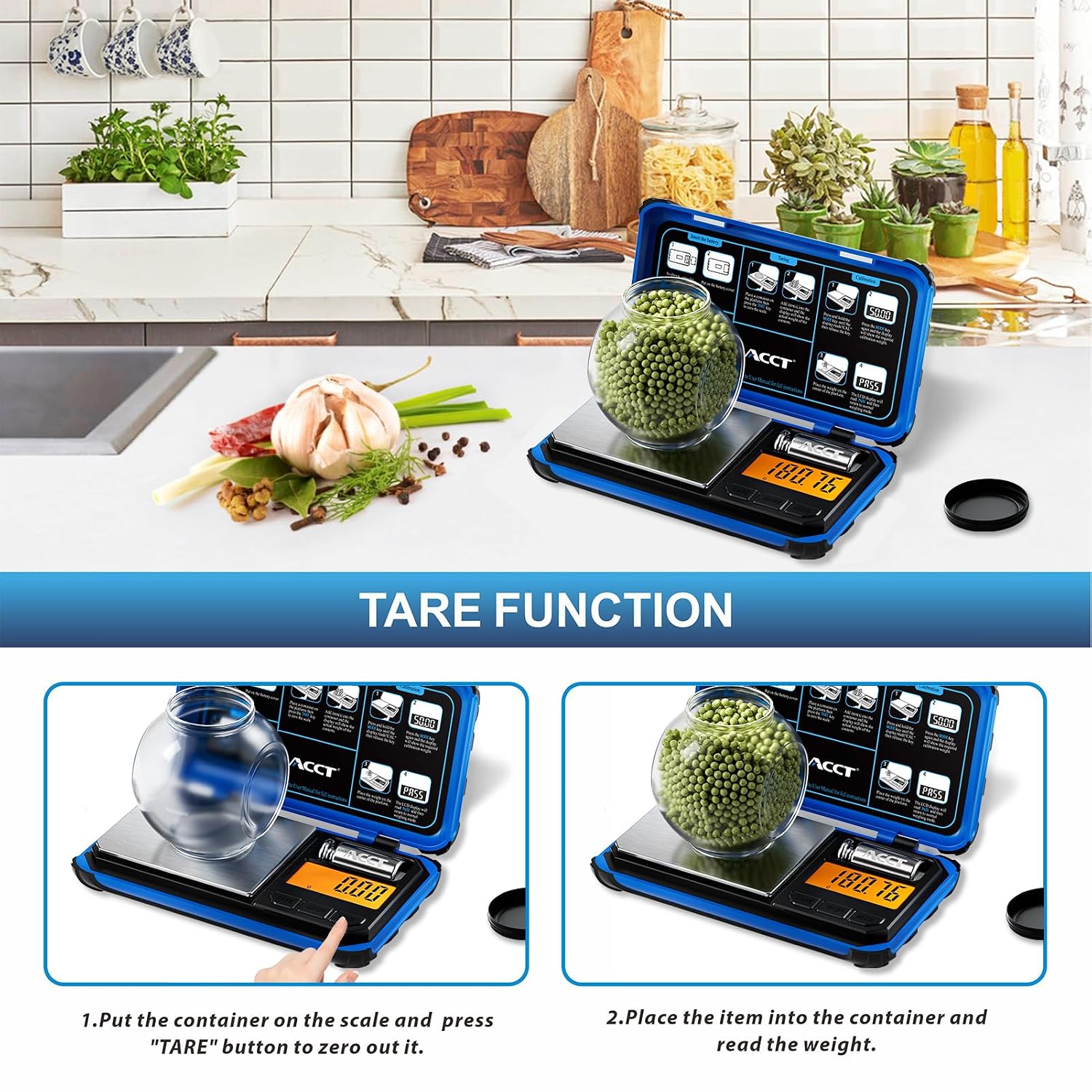 Detalle de ACCT Präzisions-Taschenwaage (200 g x 0,01 g) für Schmuck & Pulver mit LCD-Display und Umrechnung per Klick