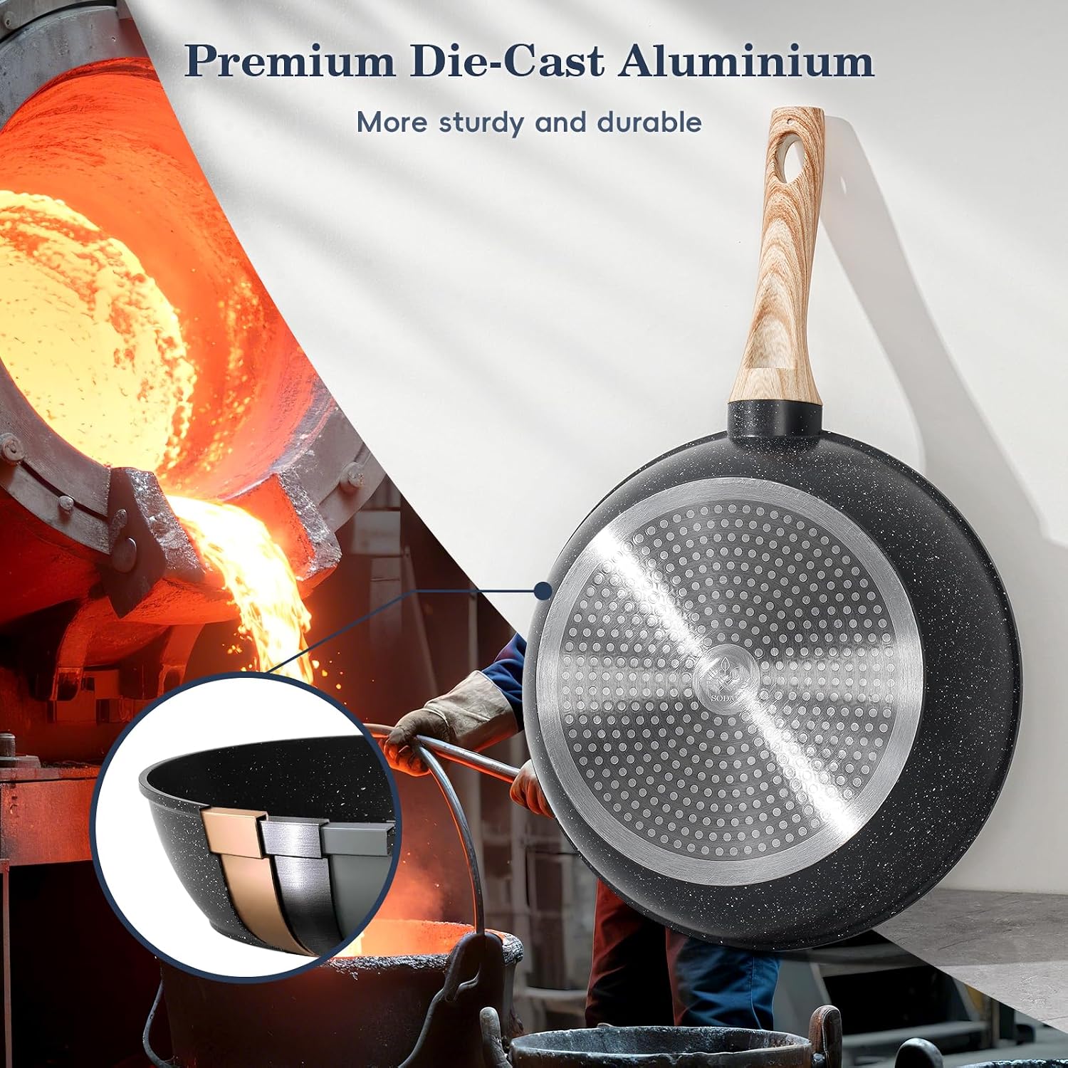 Thumbnail 5 de SODAY 12-Piece Granite Nonstick Cookware Set