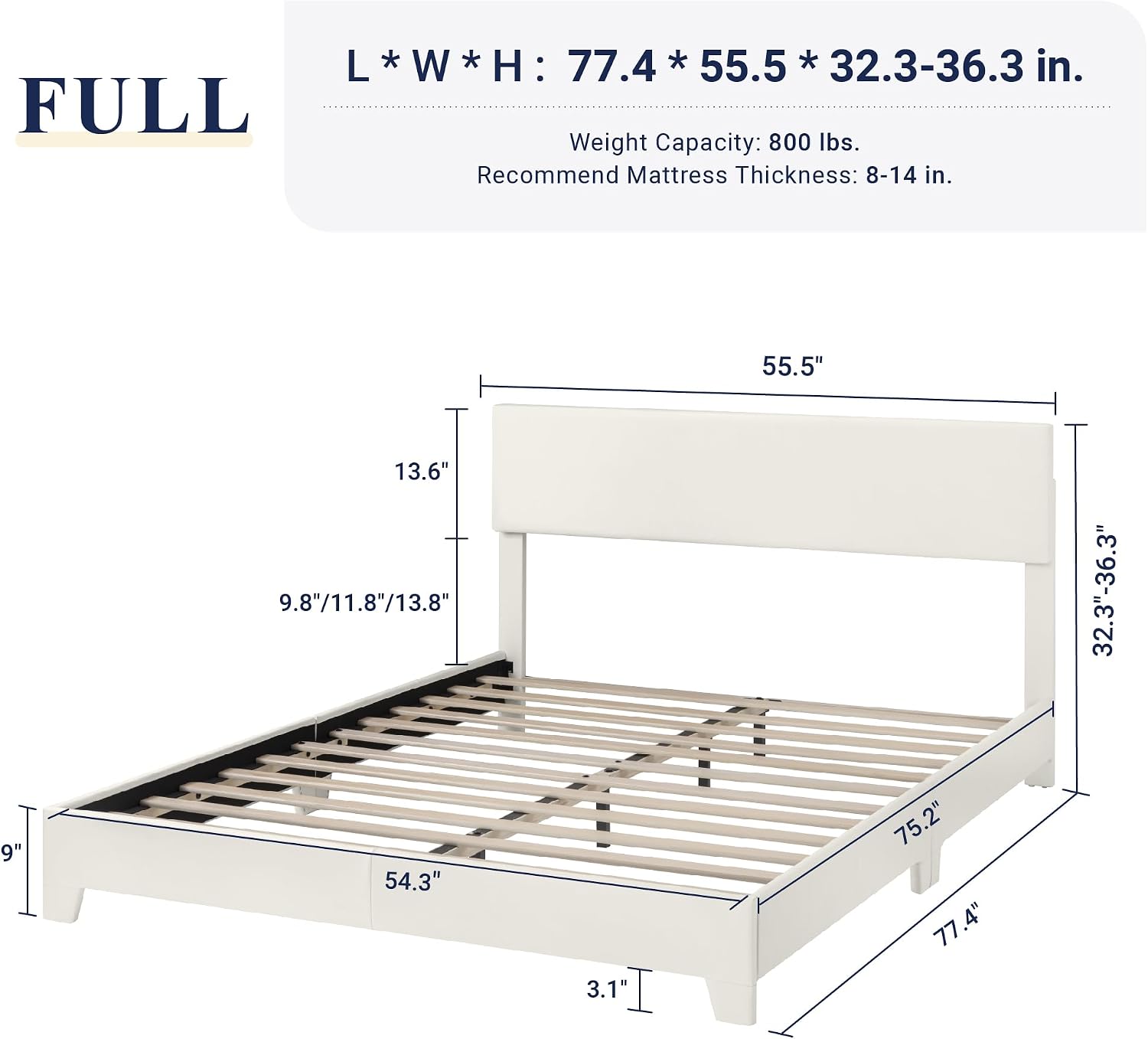Detalle de Allewie Upholstered Bed Frame, Full Size
