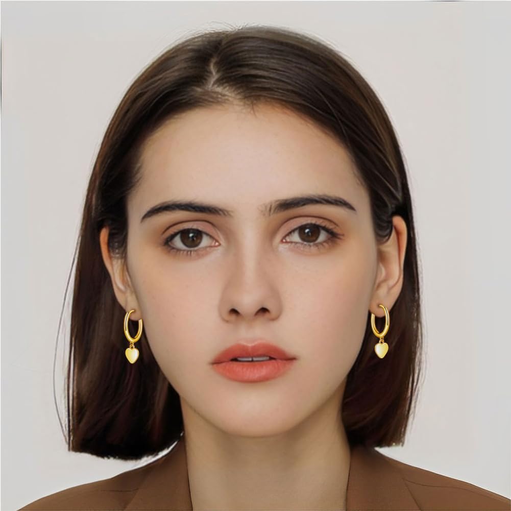 Thumbnail 3 de Deyanse silver hoop earrings for women (925 sterling silver dangle huggie heart cross star drop hoops)